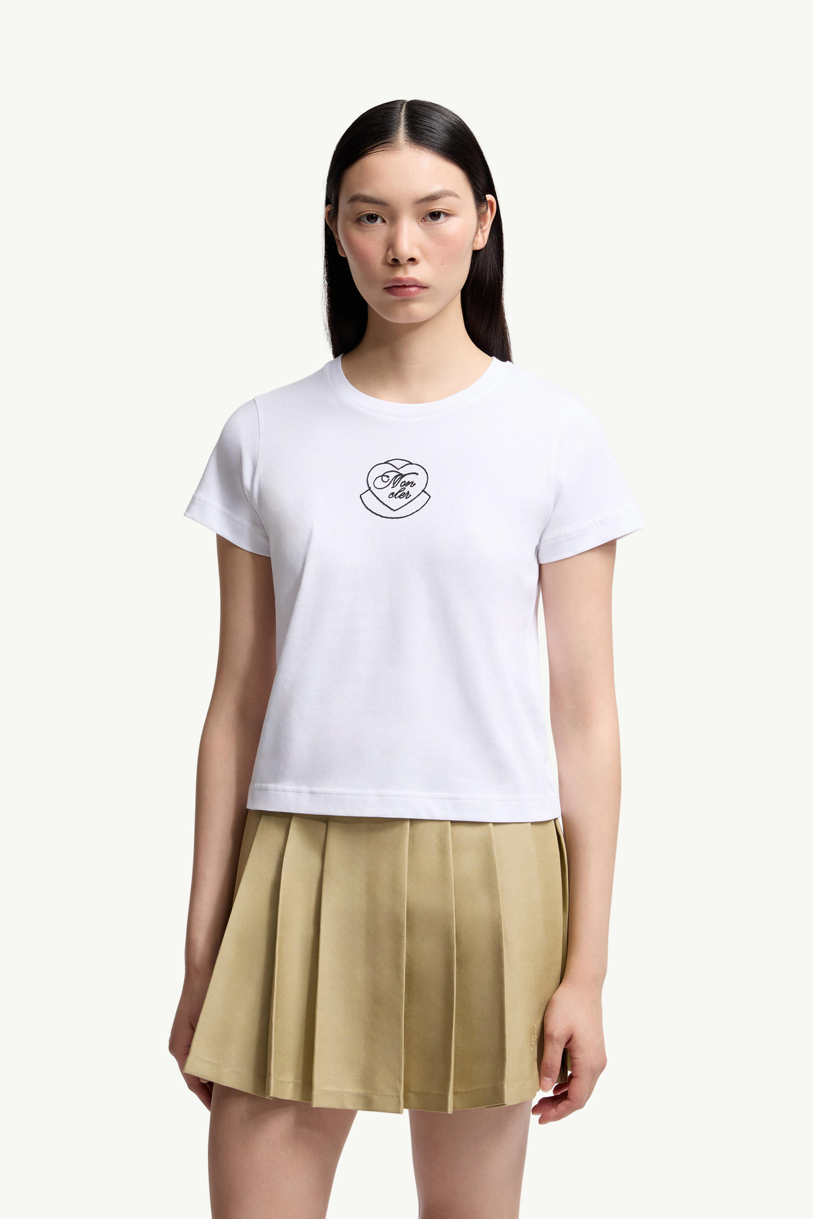 女士刺绣心形标识棉质T恤 女士 白色 Moncler 3