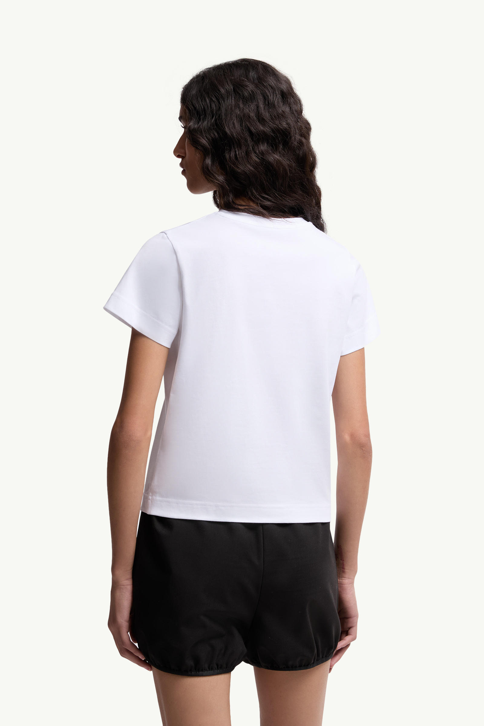 Embroidered Heart Logo Cotton T-Shirt Women White Moncler 4