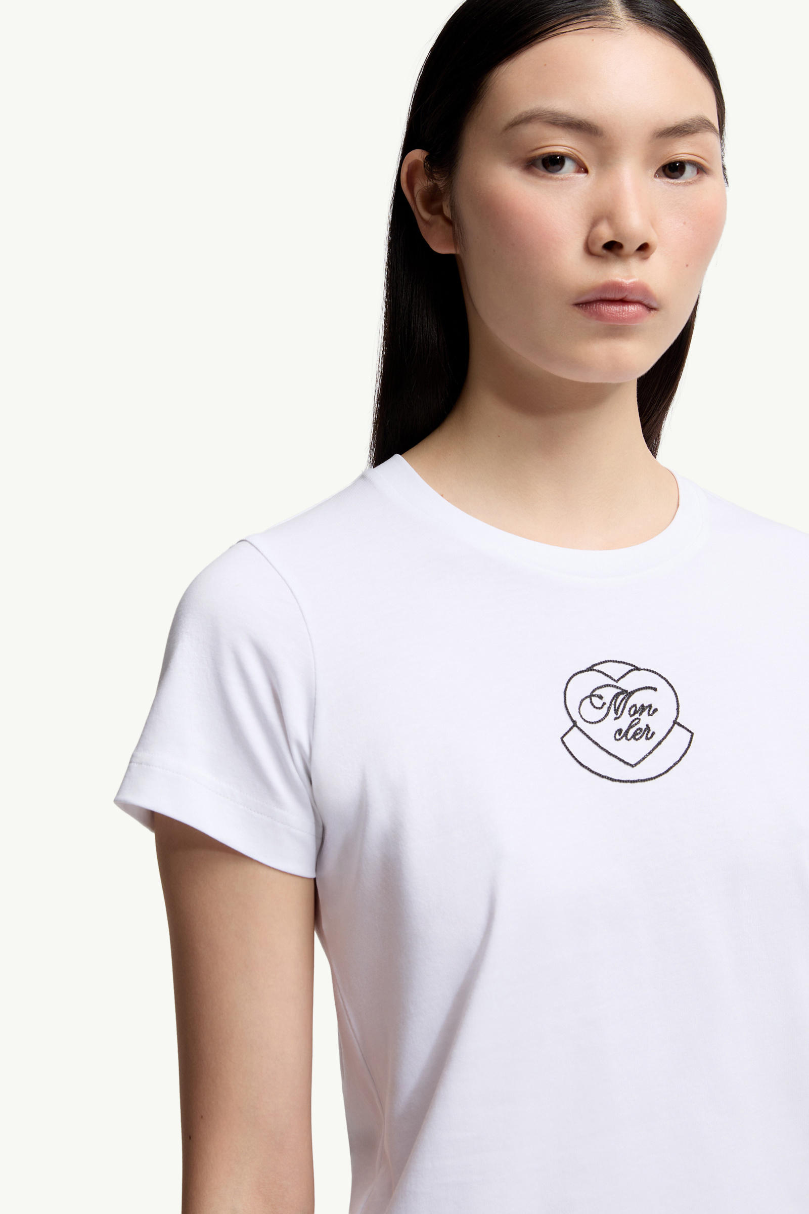 女士刺绣心形标识棉质T恤 女士 白色 Moncler 5