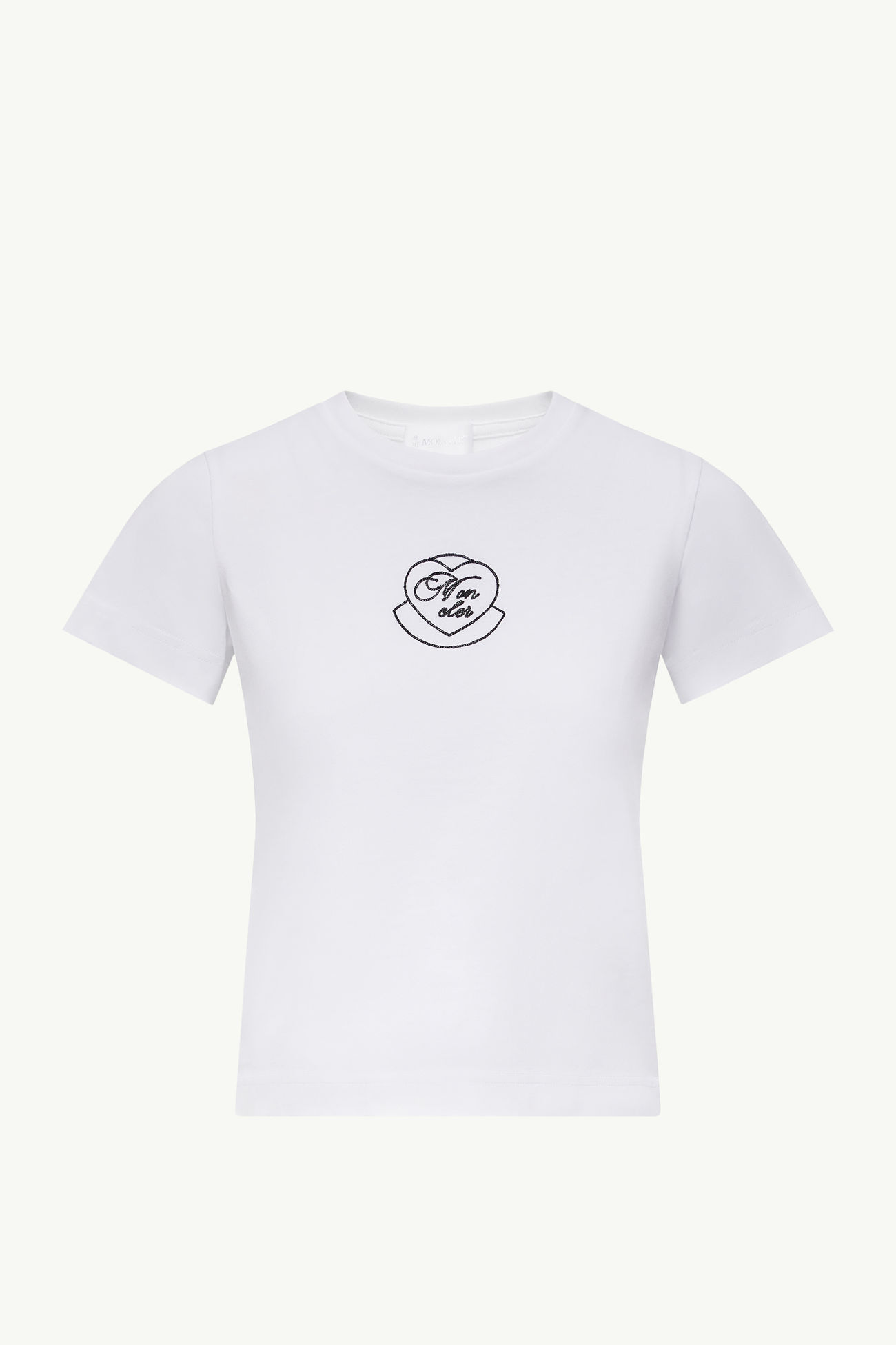 T-Shirt aus Baumwolle mit Herz-Logostickerei Damen Weiß Moncler 2