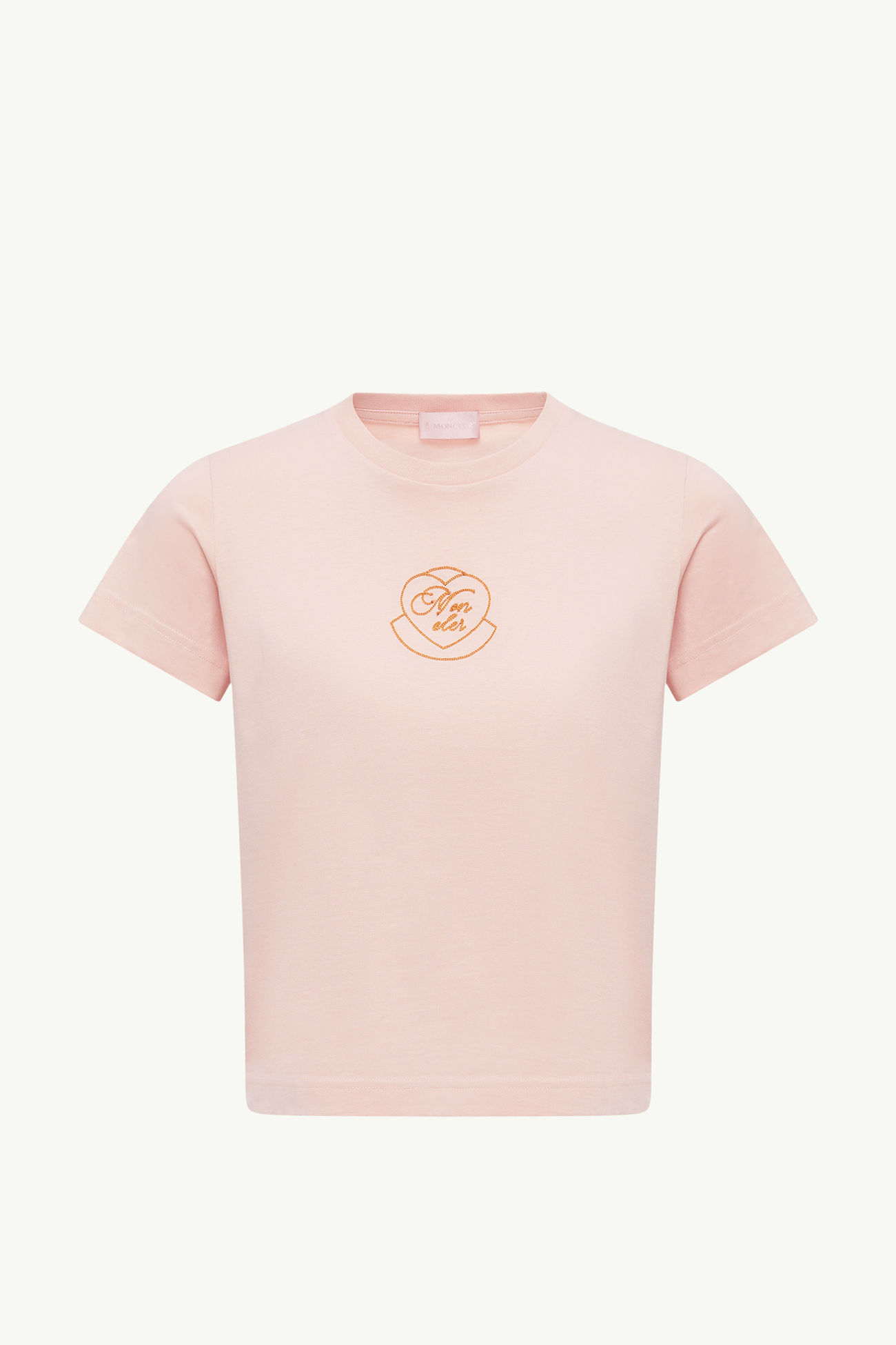 T-Shirt aus Baumwolle mit Herz-Logostickerei Damen Hellpink Moncler 2