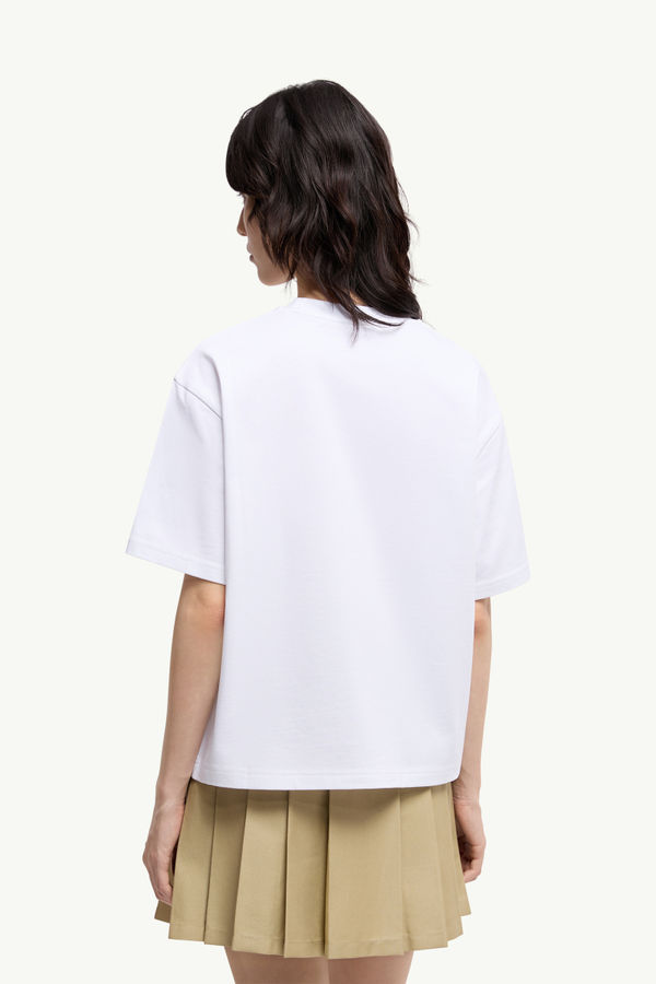 T-shirt en coton à logo cerise brodé Femmes Blanc Moncler 4
