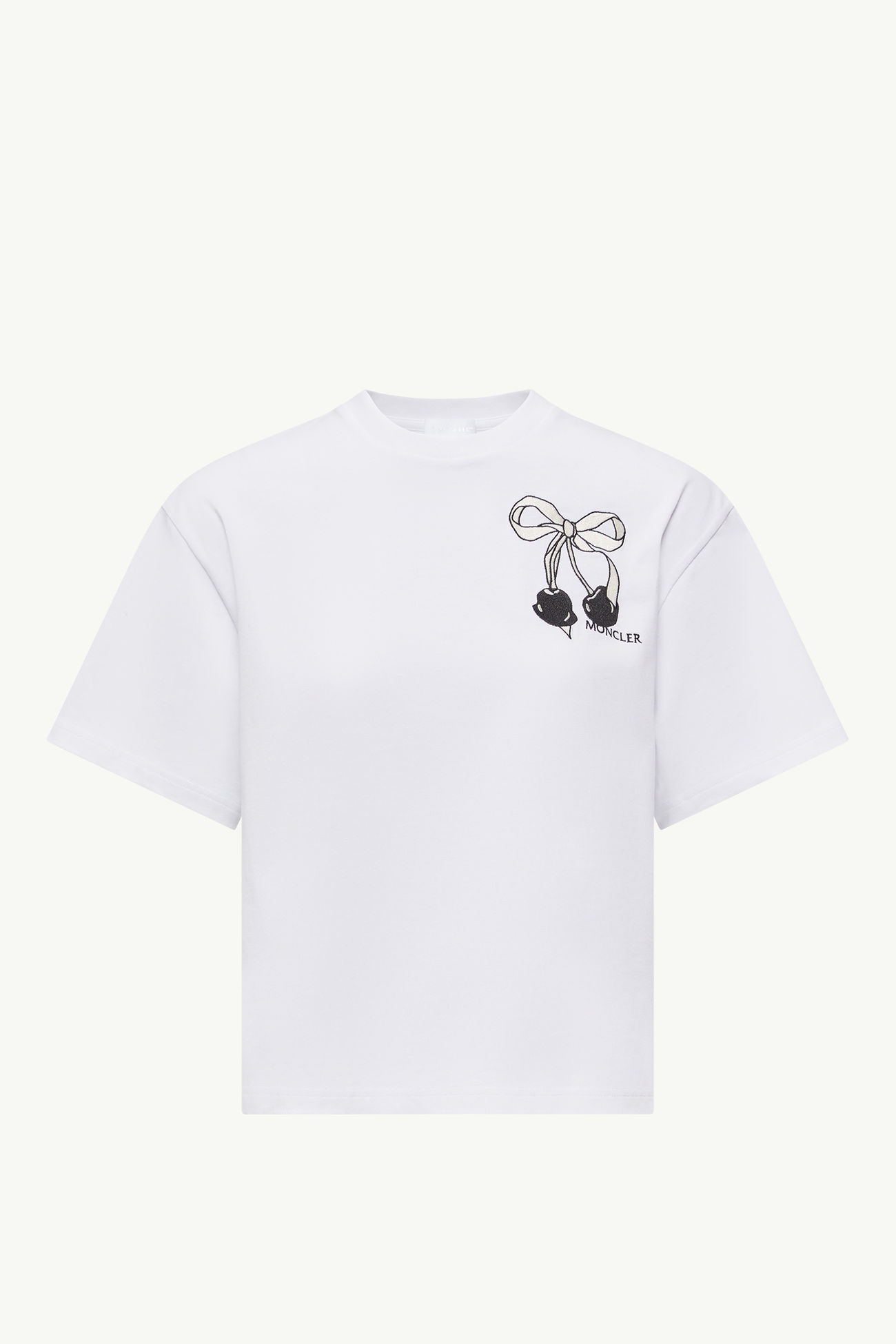 T-Shirt aus Baumwolle mit Kirsch-Logostickerei Damen Weiß Moncler 2