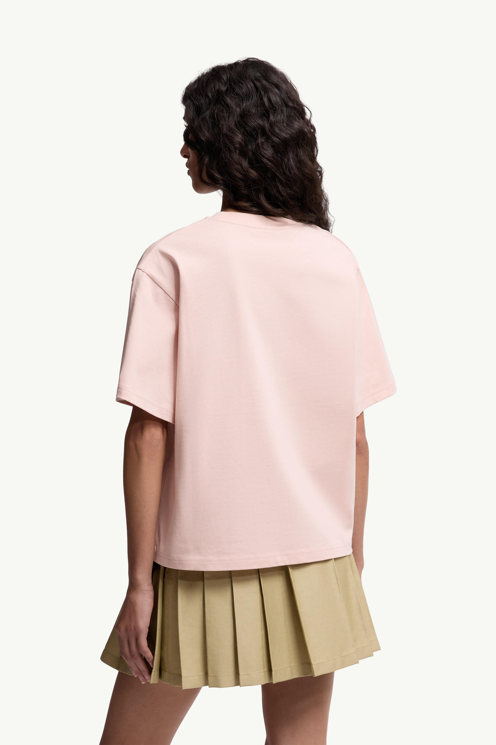 Embroidered Cherry Logo Cotton T-Shirt Women Light Pink Moncler 4