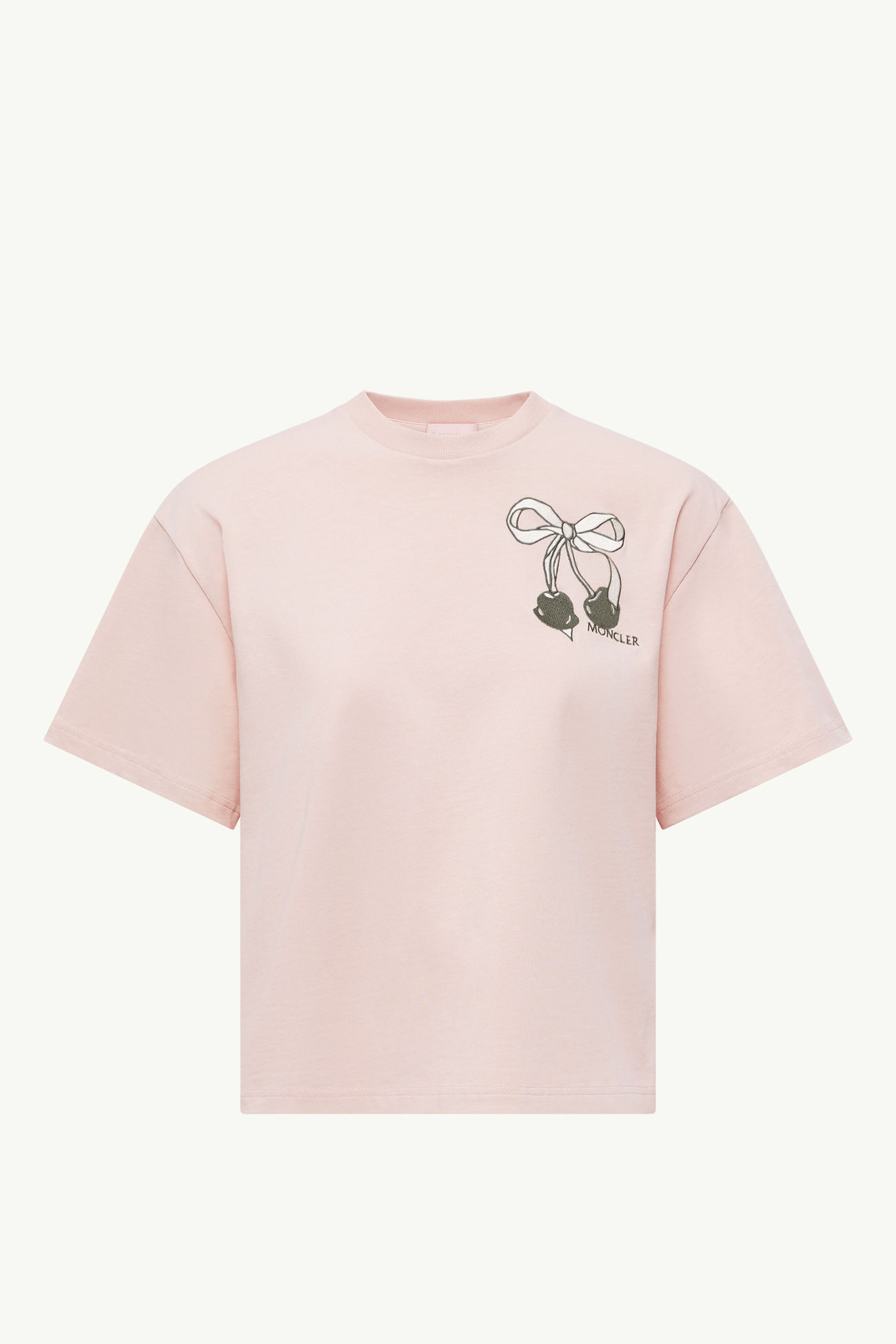 T-shirt in cotone con logo ricamato con ciliegie Donna Rosa Chiaro Moncler 2