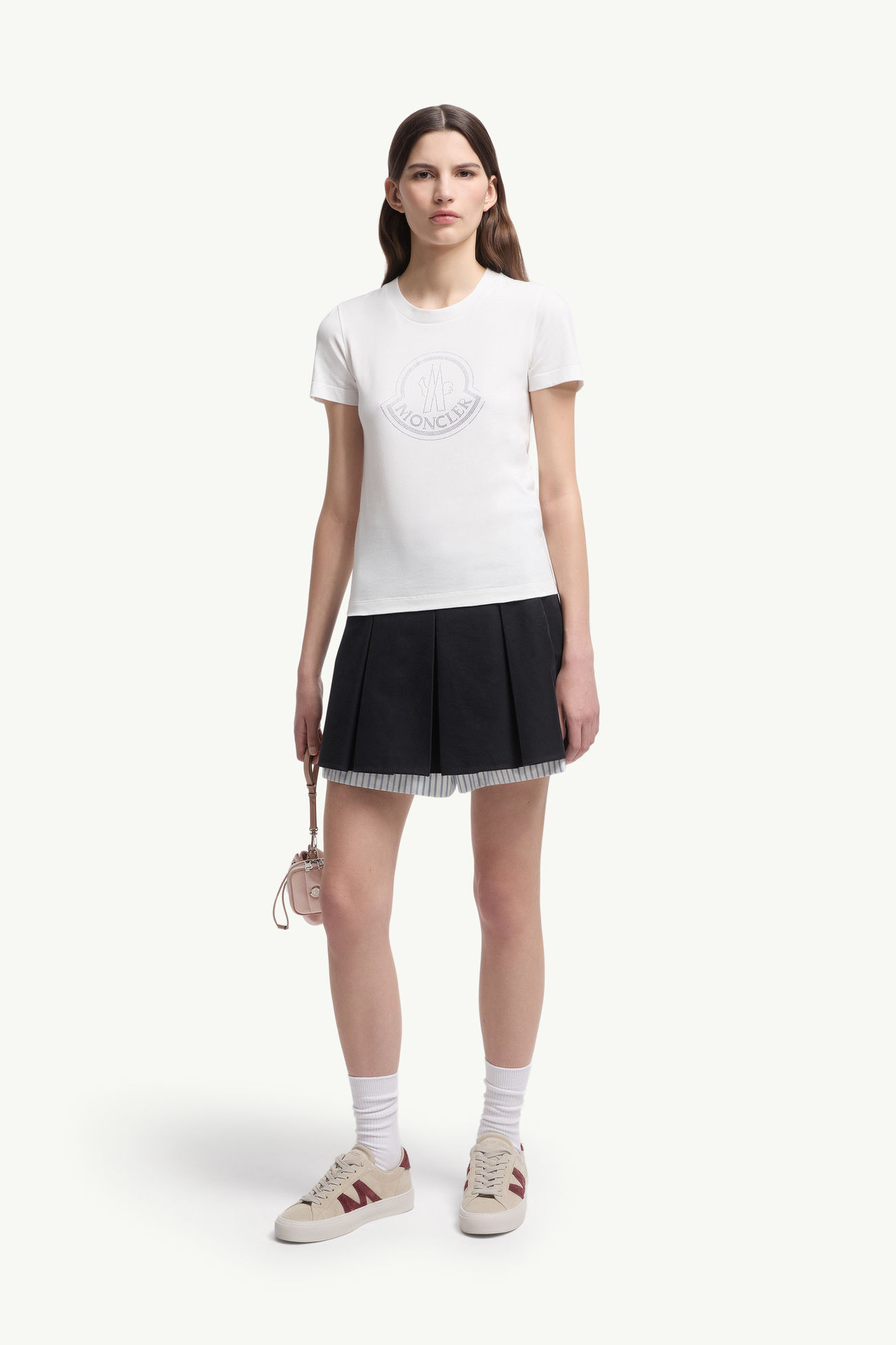 T-shirt en coton avec logo en cristaux Blanc Moncler 0
