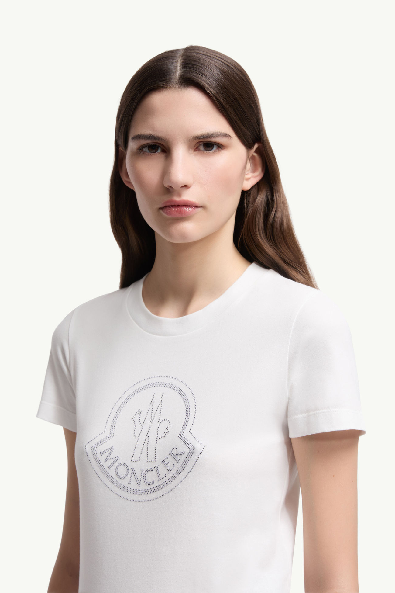 Crystal Logo Cotton T-Shirt White Moncler 1