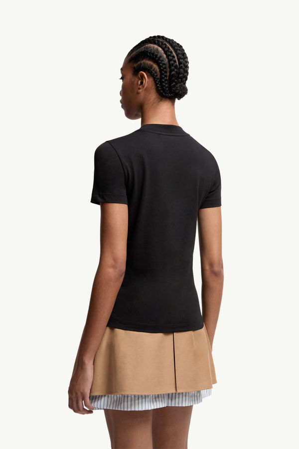 Crystal Logo Cotton T-Shirt Black Moncler 4