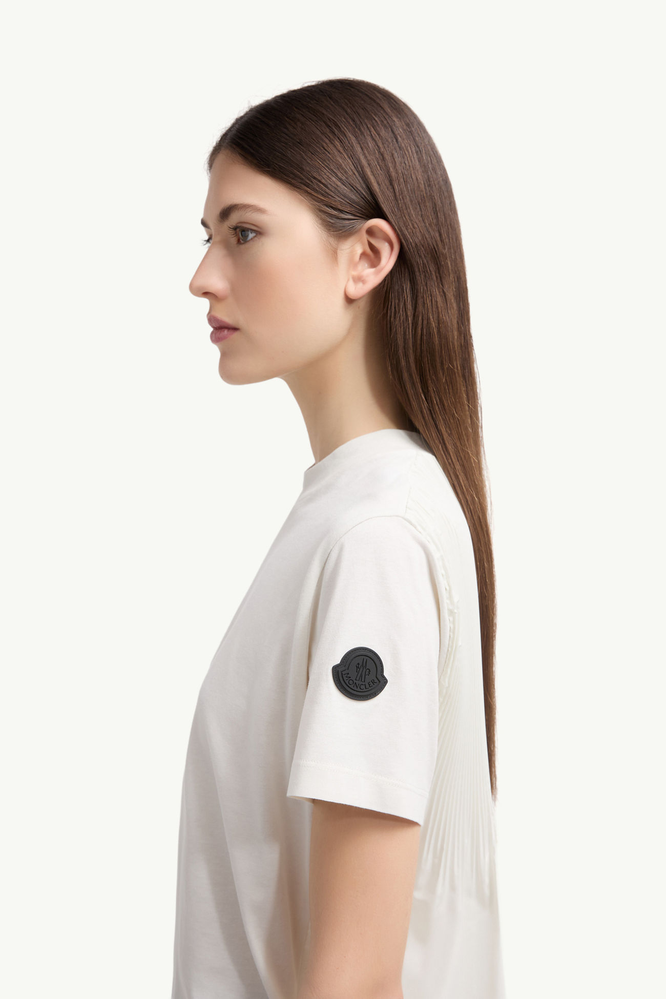 T-Shirt en coton plissé au dos Femmes Blanc Moncler 1