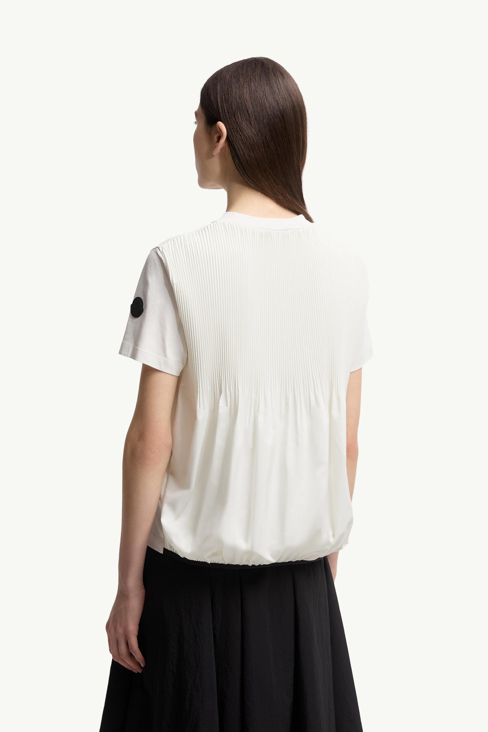 T-shirt in cotone con retro plissettato Donna Bianco Moncler 4