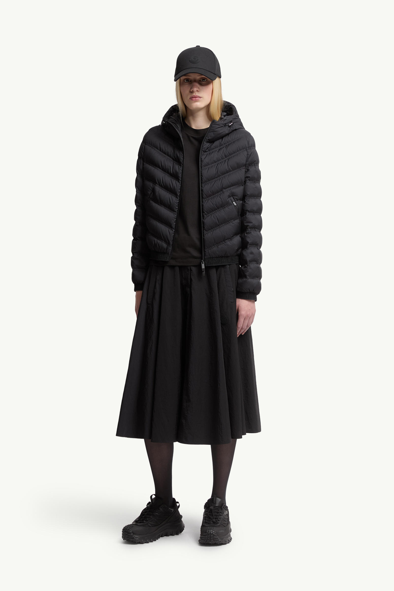 T-shirt in cotone con retro plissettato Donna Nero Moncler 0