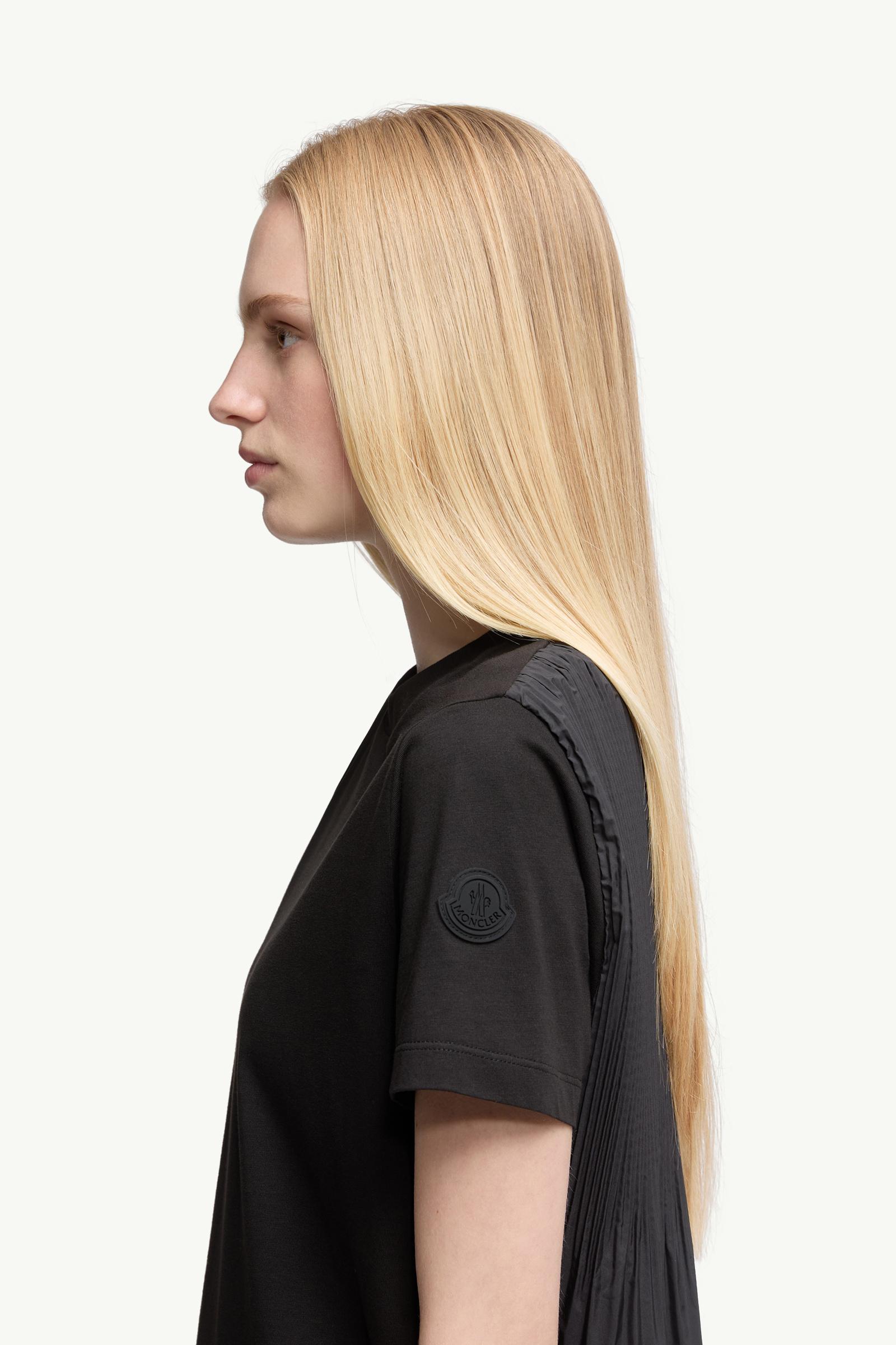 T-shirt in cotone con retro plissettato Donna Nero Moncler 1