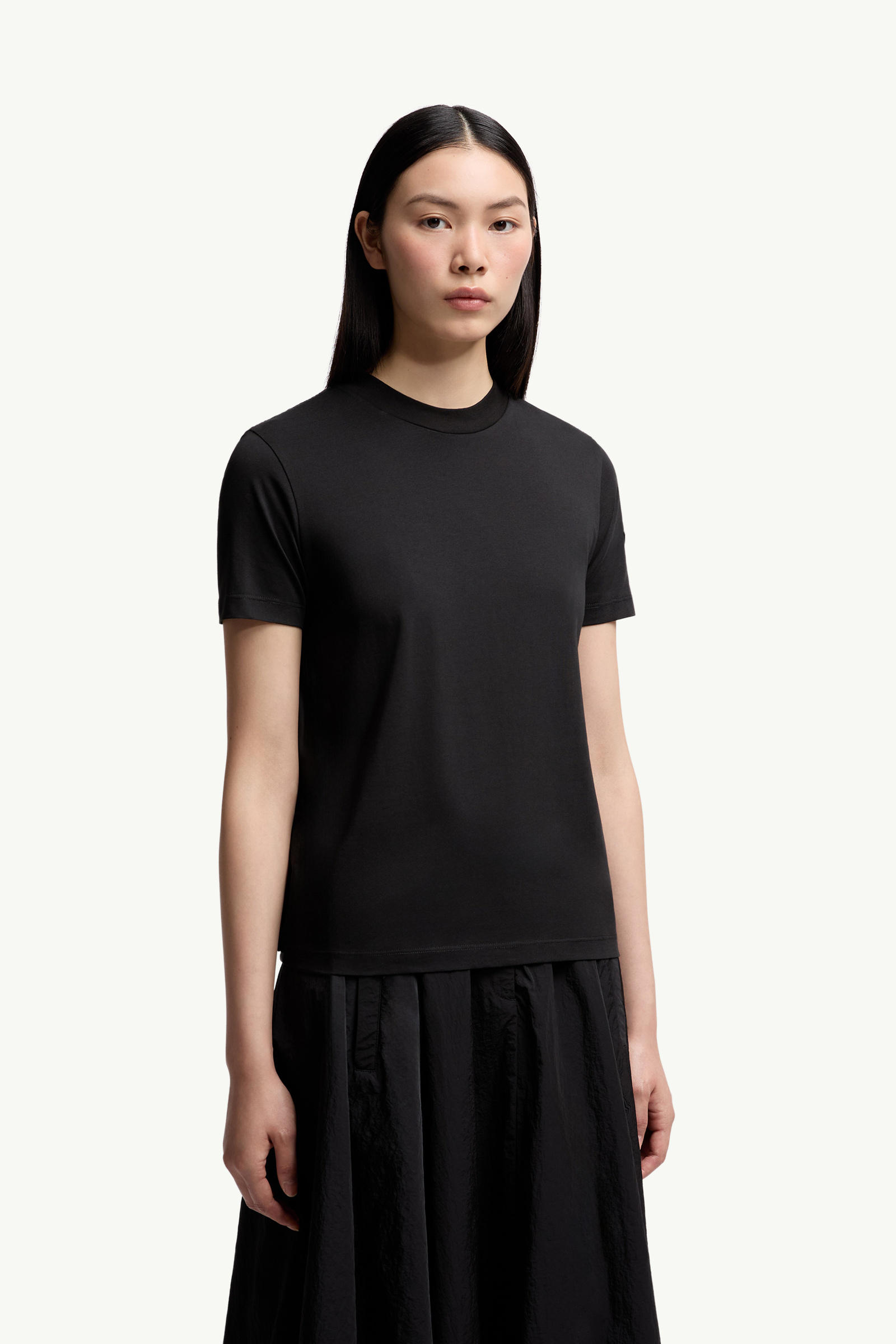 Pleated Back Cotton T-Shirt Women Black Moncler 3