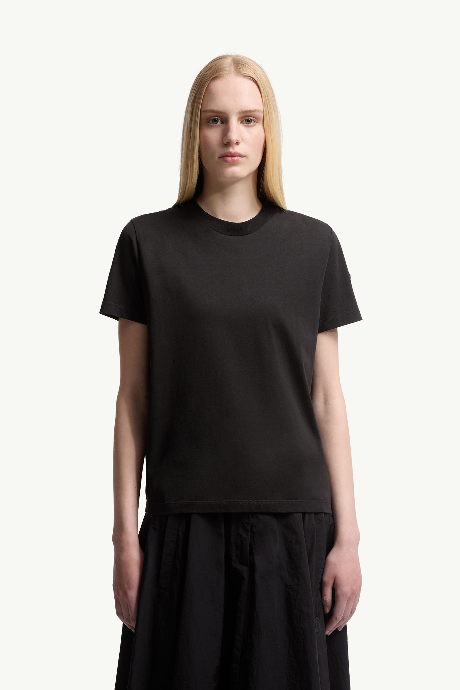 T-shirt in cotone con retro plissettato Donna Nero Moncler 3