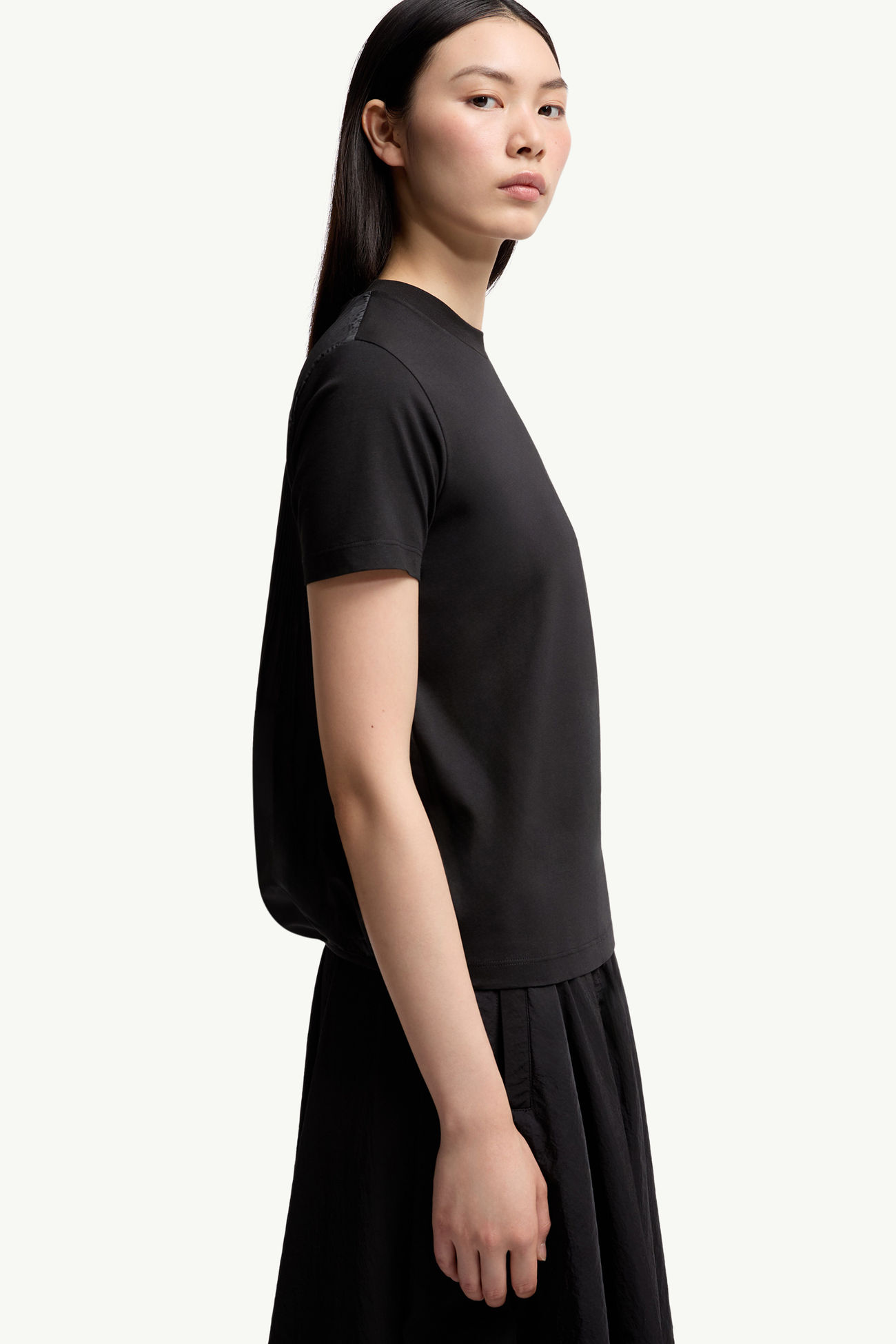 Pleated Back Cotton T-Shirt Women Black Moncler 5