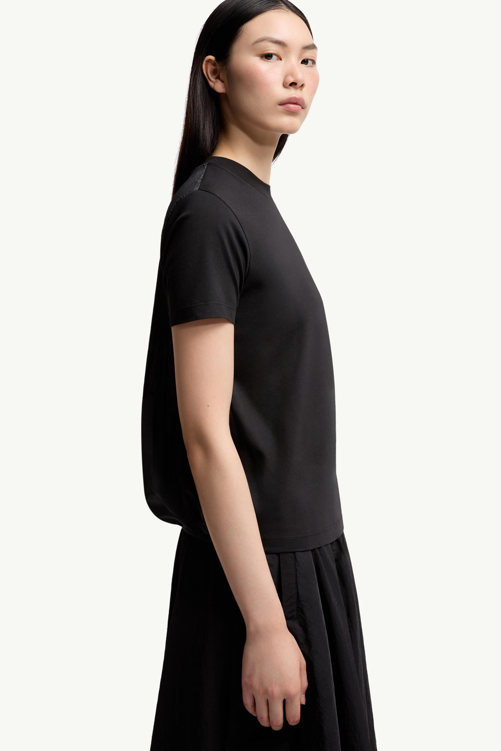Pleated Back Cotton T-Shirt Women Black Moncler 5