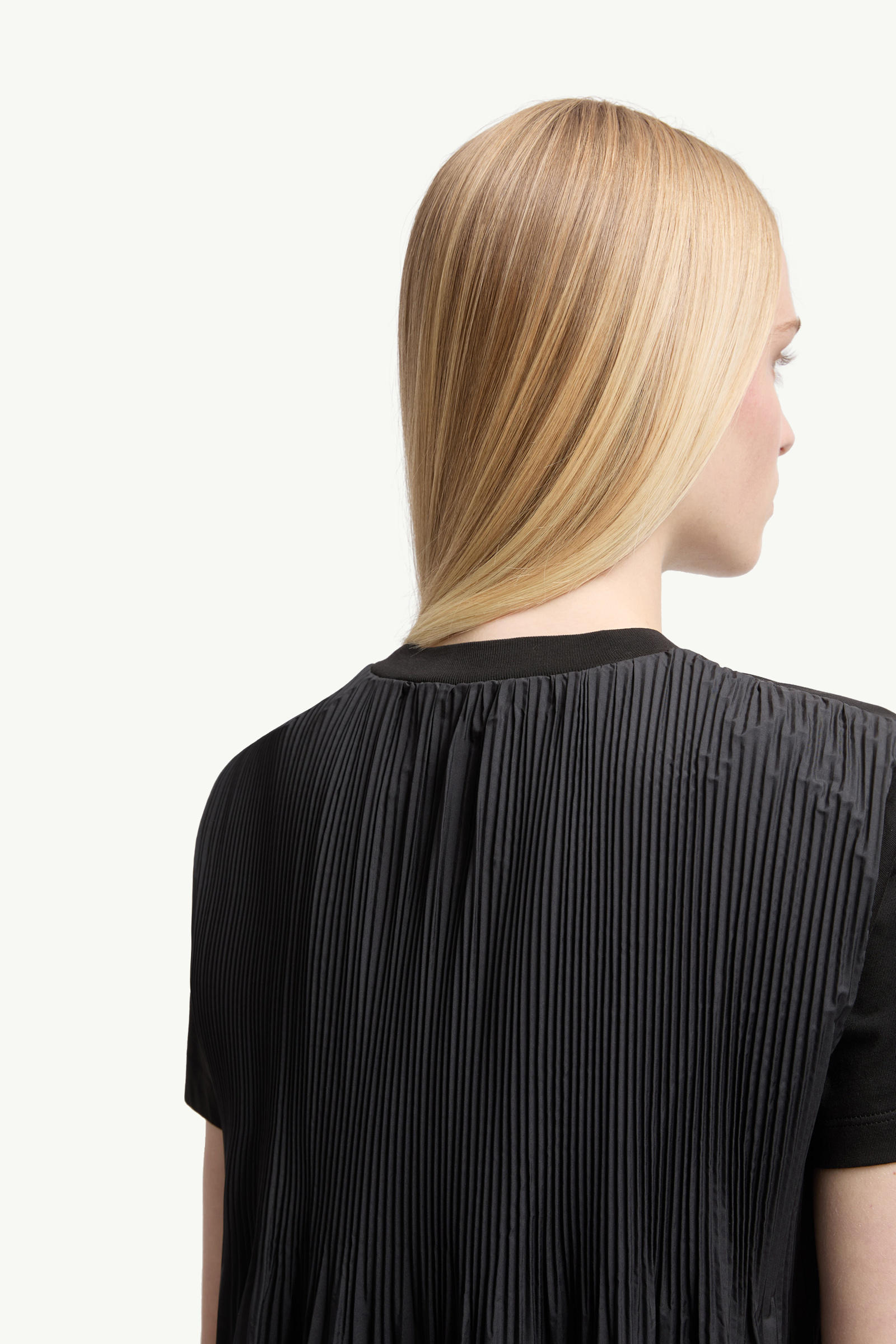 T-shirt in cotone con retro plissettato Donna Nero Moncler 5
