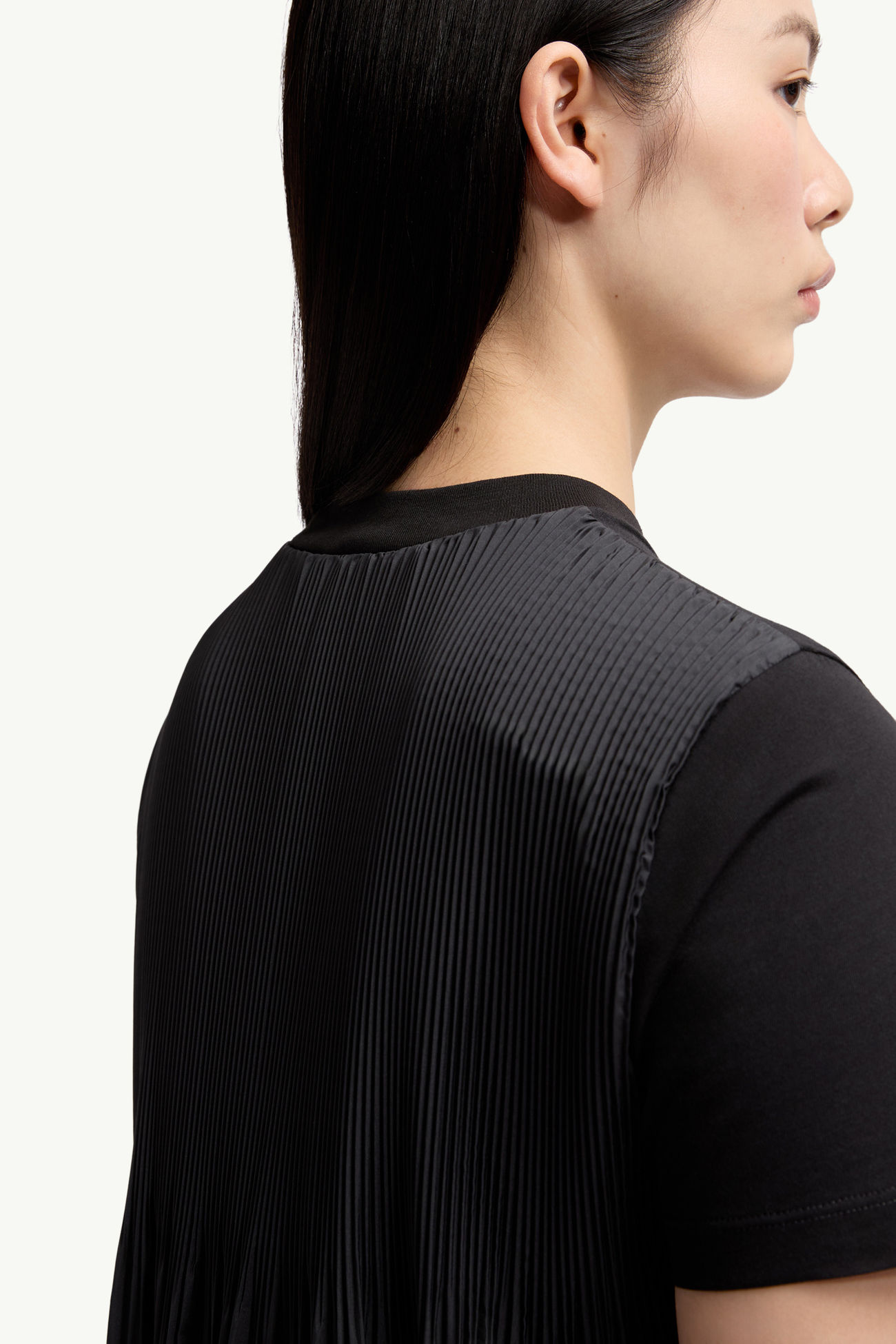 Camiseta de algodón con plisado en la parte trasera Mujer Negro Moncler 6