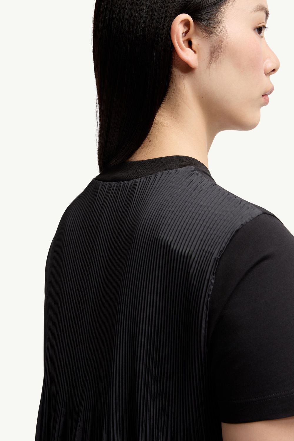 T-Shirt en coton plissé au dos Femmes Noir Moncler 6