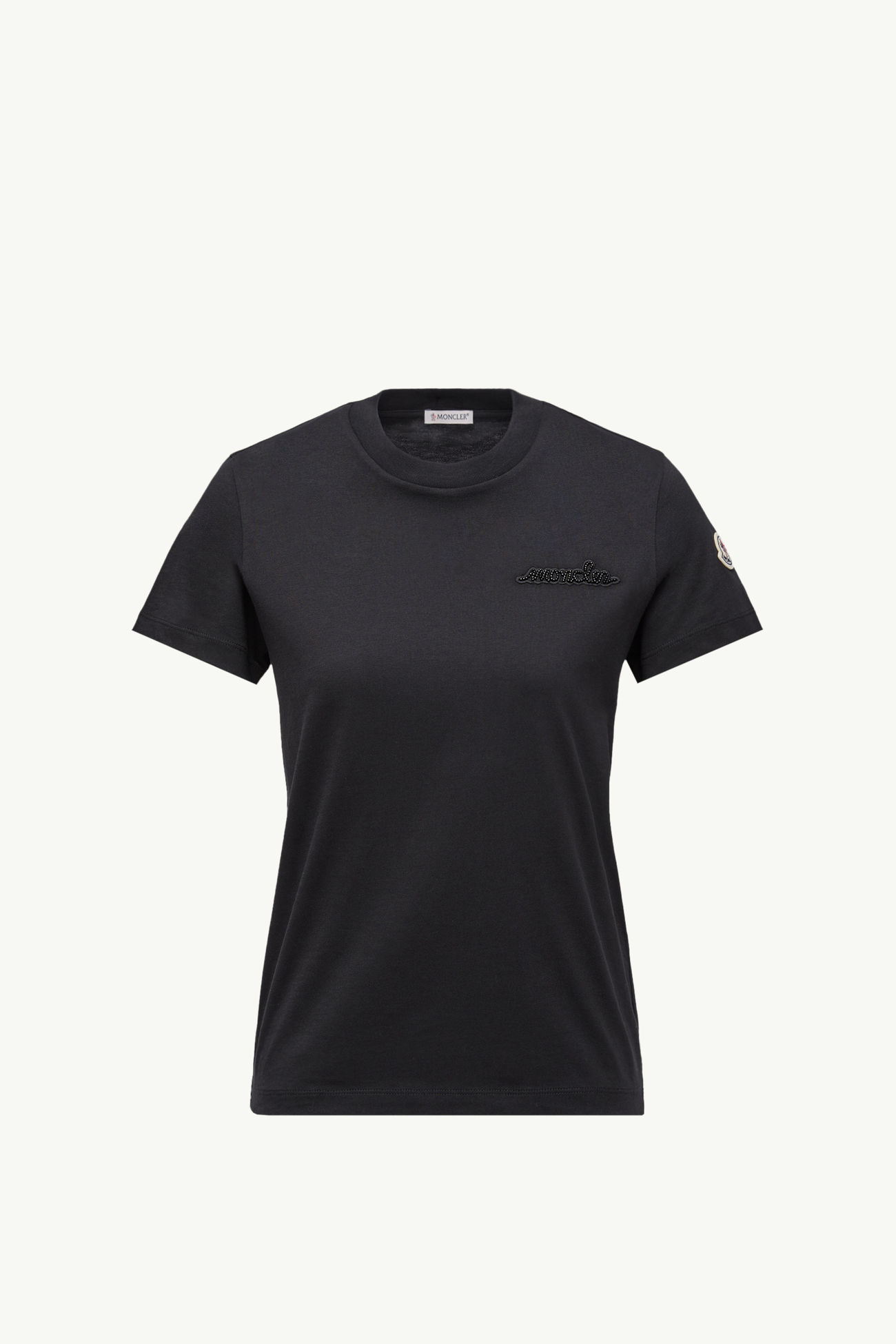 Camiseta de algodón con logotipo de cuentas Mujer Negro Moncler 2