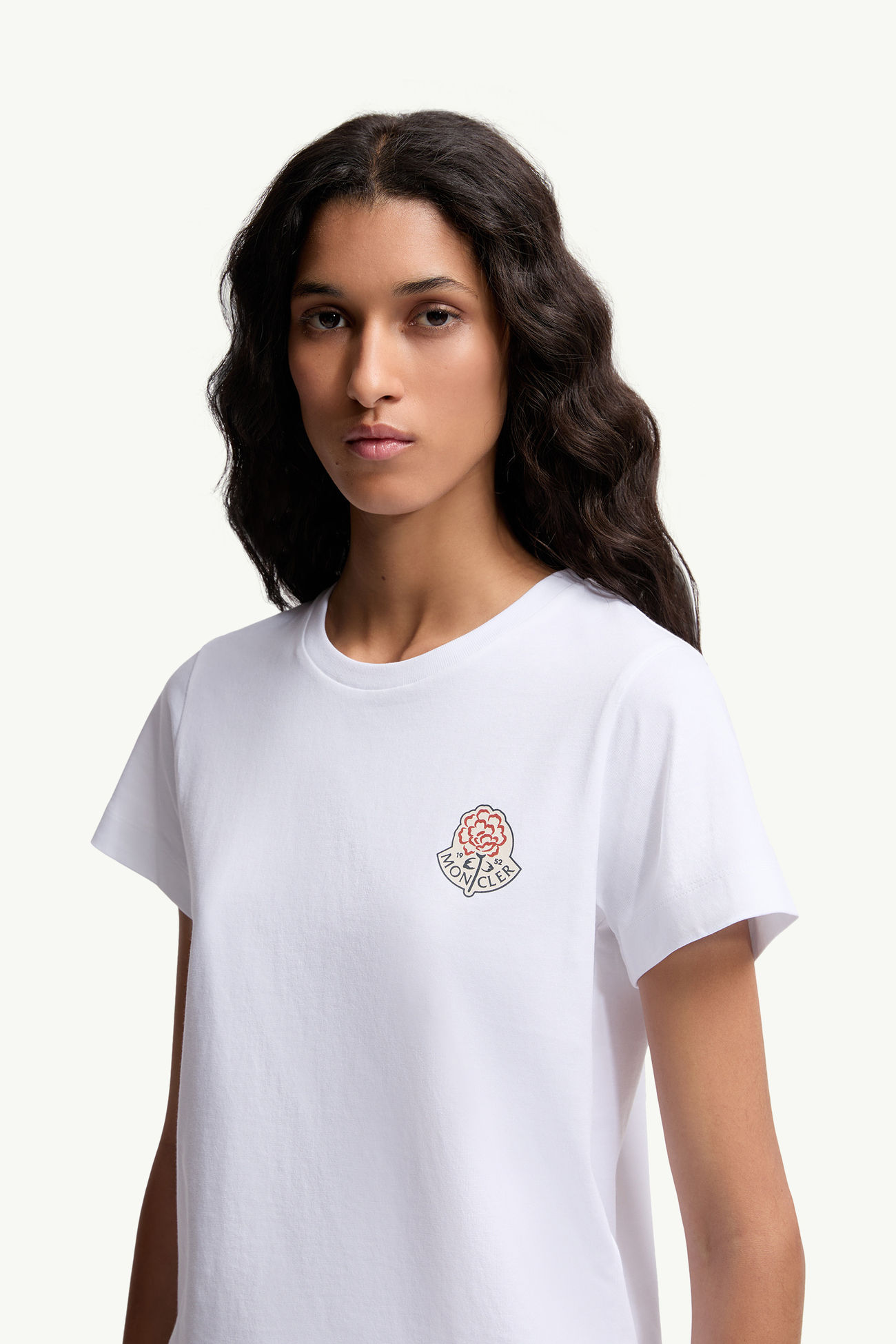 T-Shirt aus Baumwolle mit Logo Damen Weiß Moncler 1