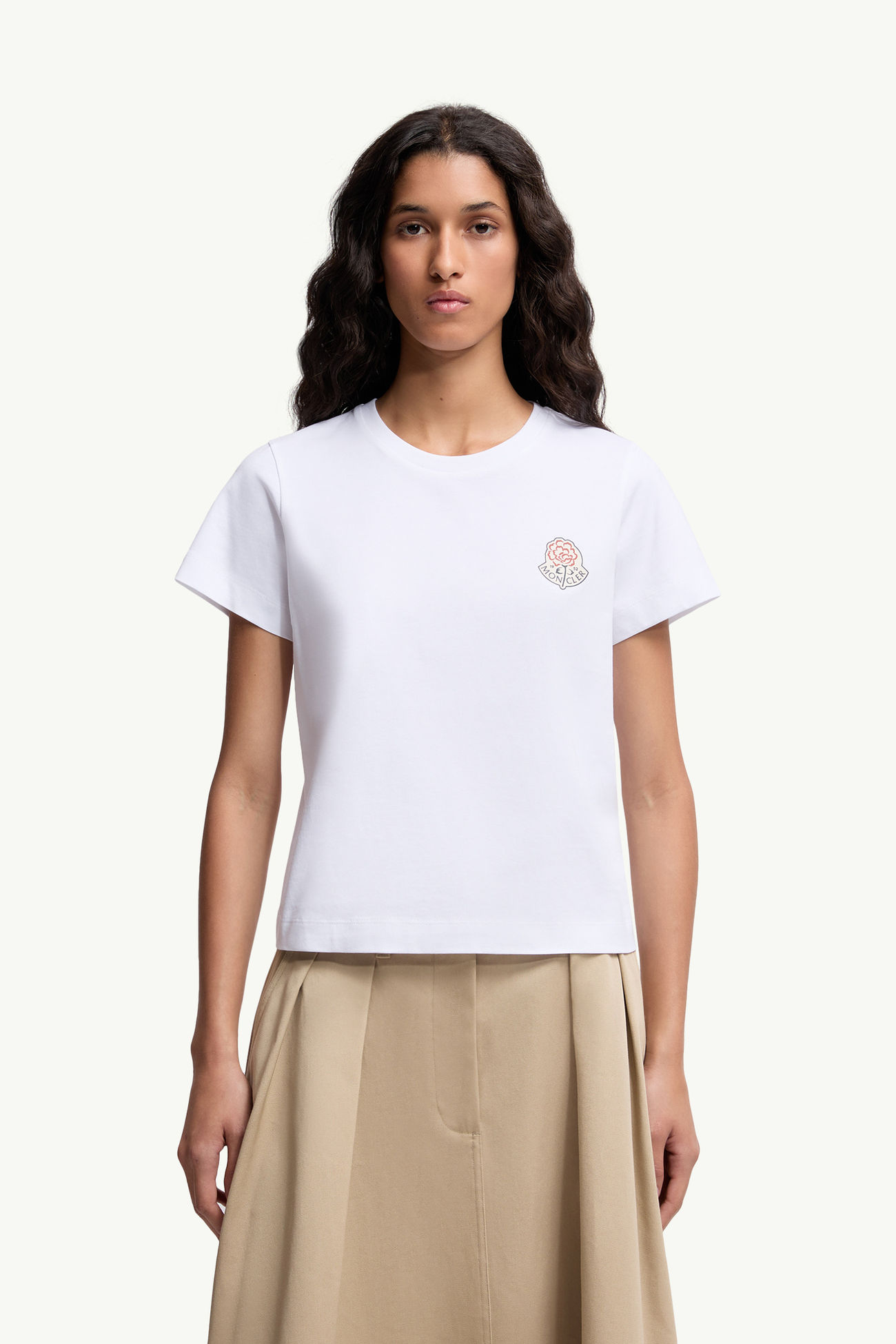 Logo Cotton T-Shirt Women White Moncler 3