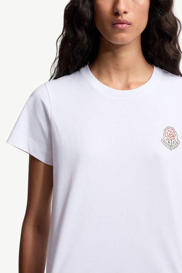 Logo Cotton T-Shirt Women White Moncler 5