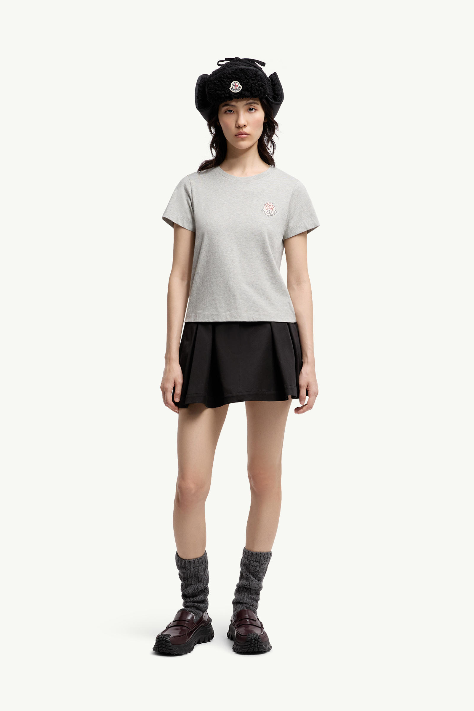 Logo Cotton T-Shirt Women Gray Moncler 0