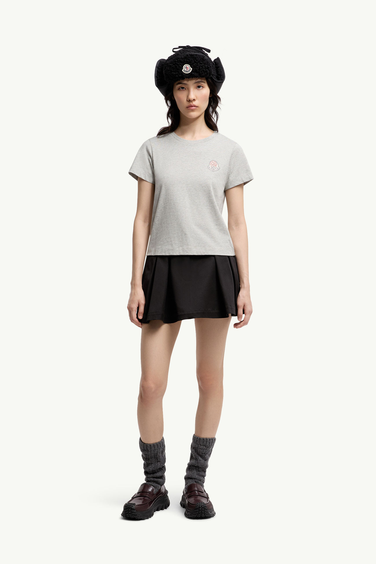 T-shirt logata in cotone Donna Grigio Moncler 0