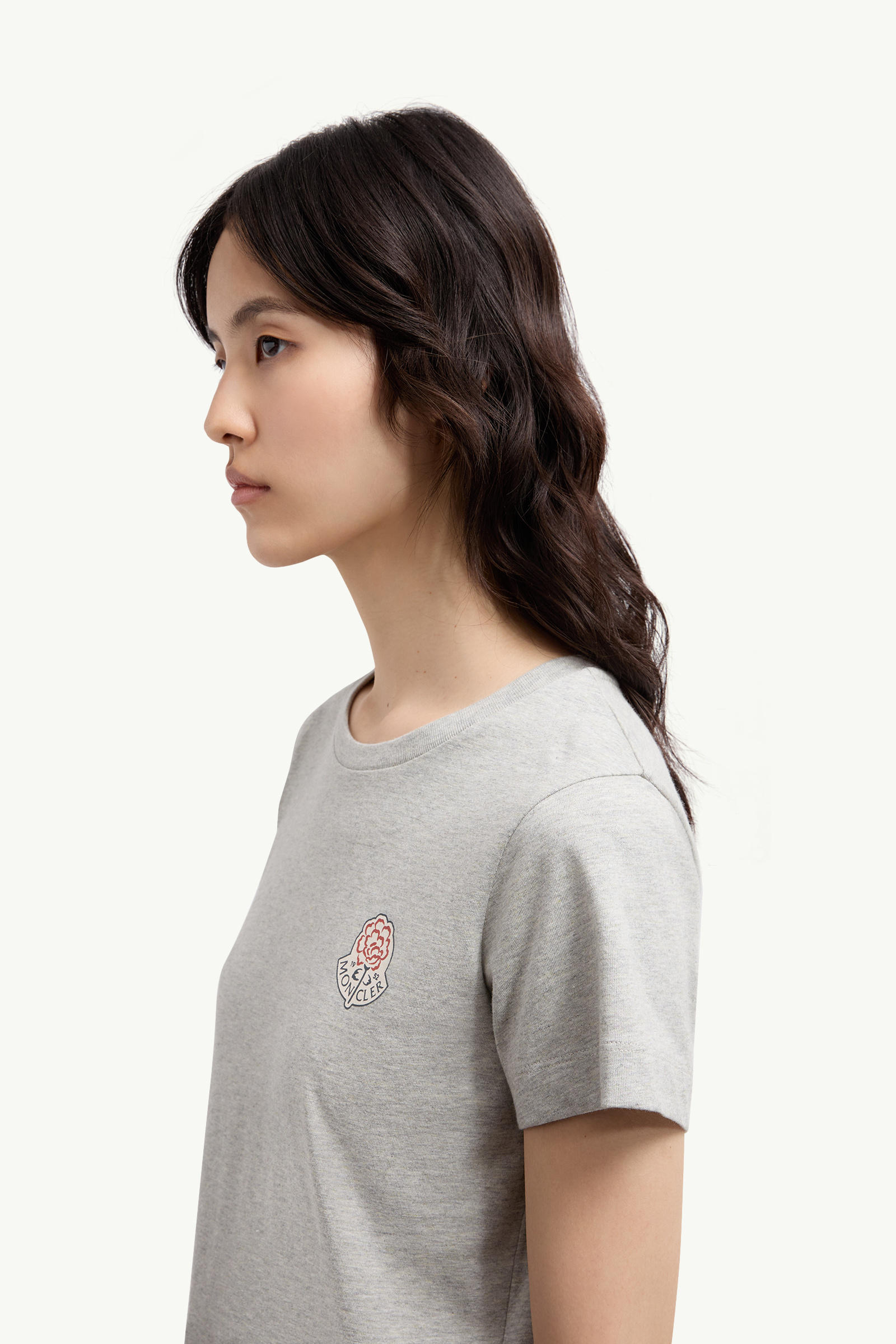 Logo Cotton T-Shirt Women Gray Moncler 1