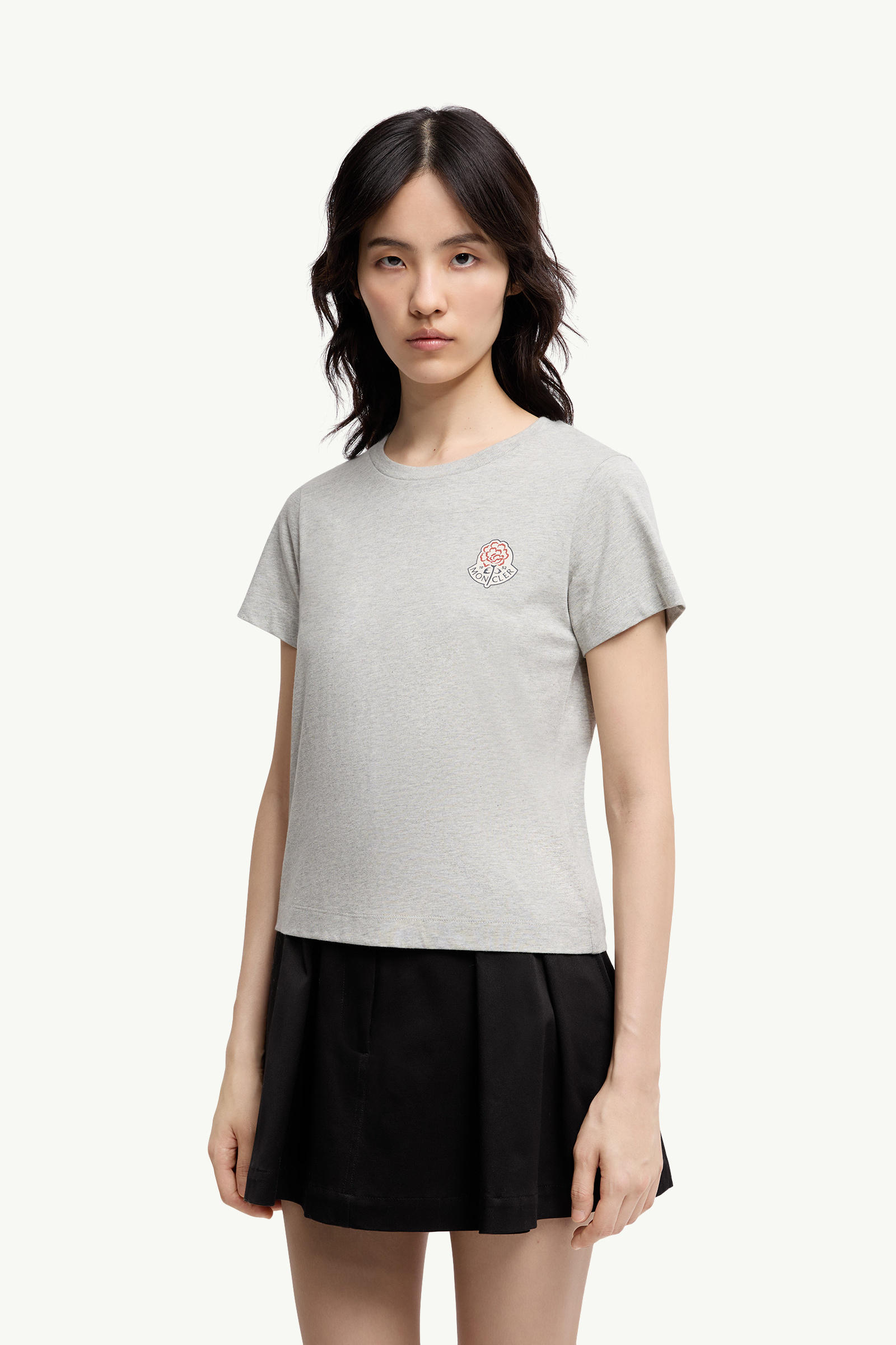 Logo Cotton T-Shirt Women Gray Moncler 3