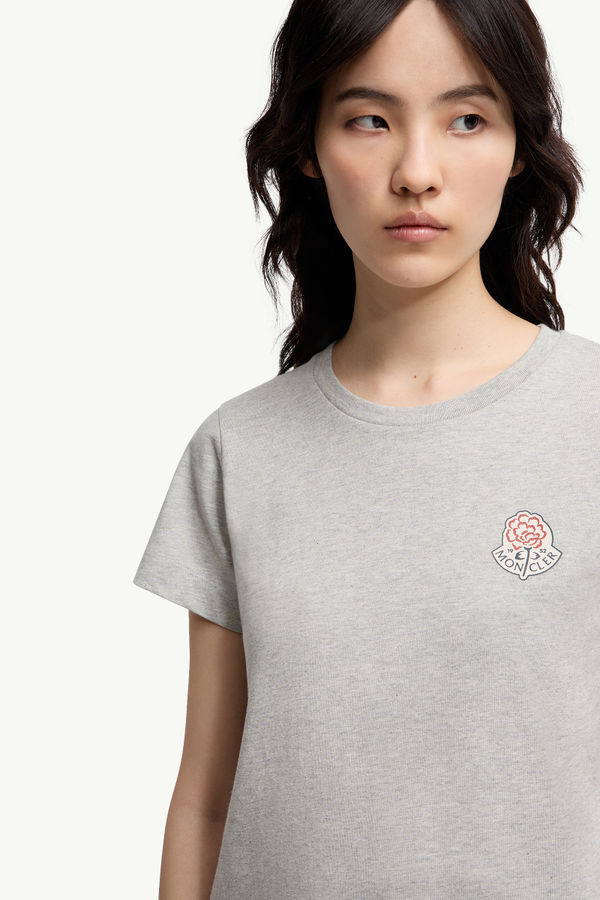 Logo Cotton T-Shirt Women Gray Moncler 5