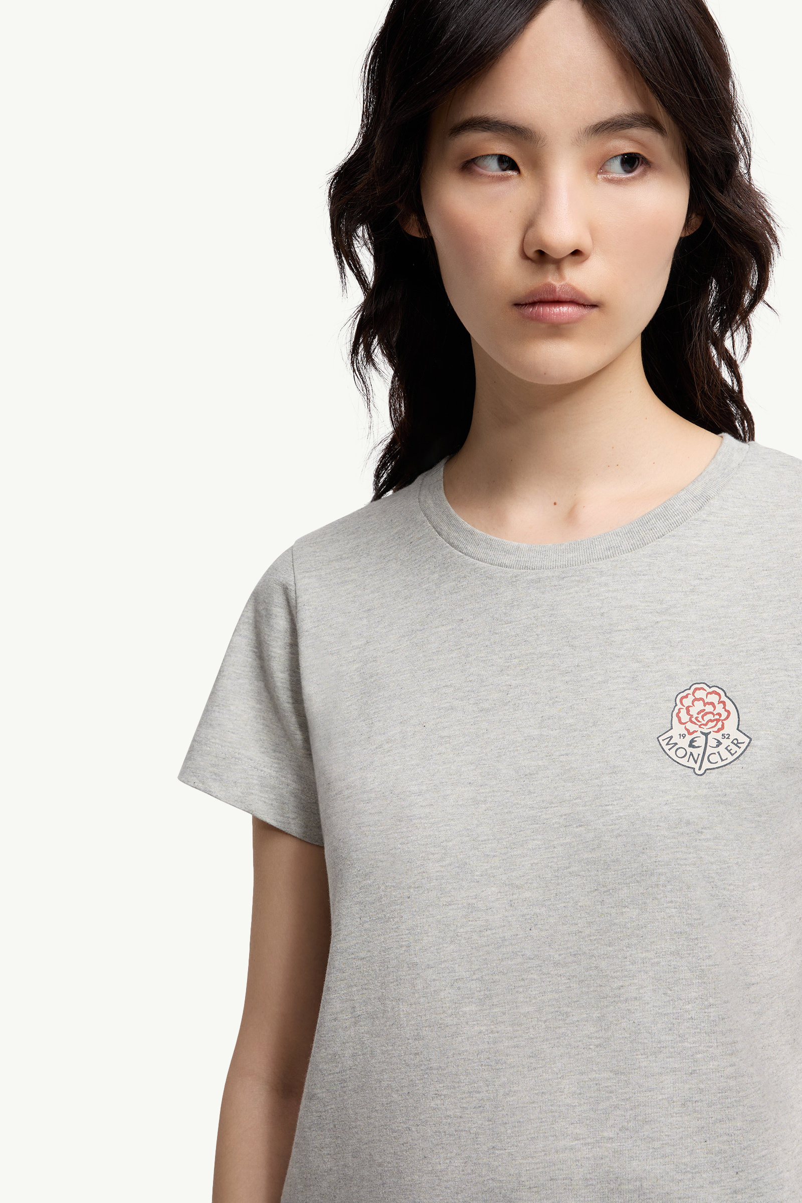 Logo Cotton T-Shirt Women Gray Moncler 5
