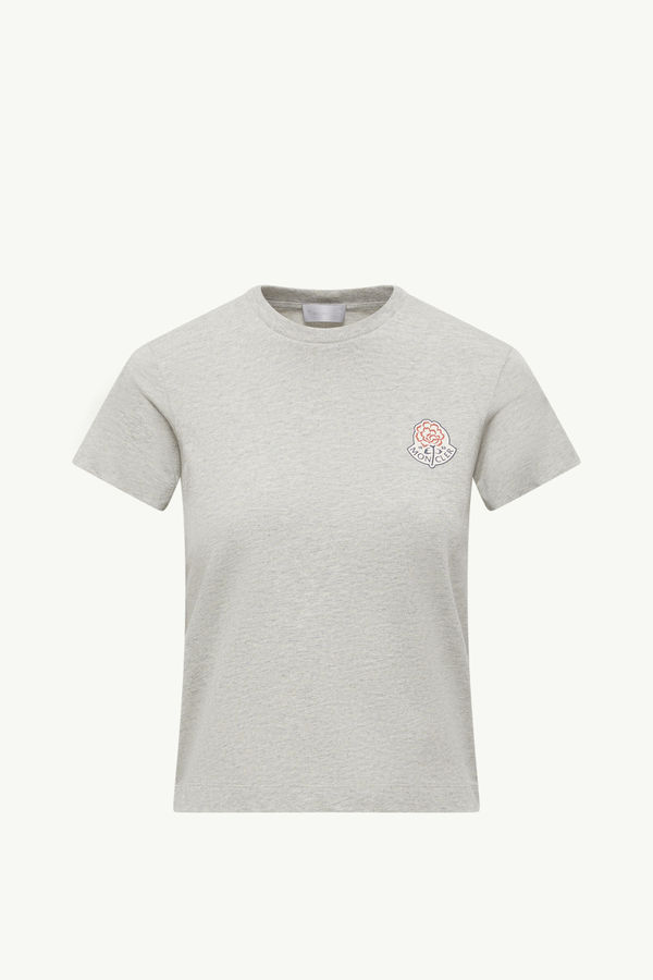 Logo Cotton T-Shirt Women Gray Moncler 2