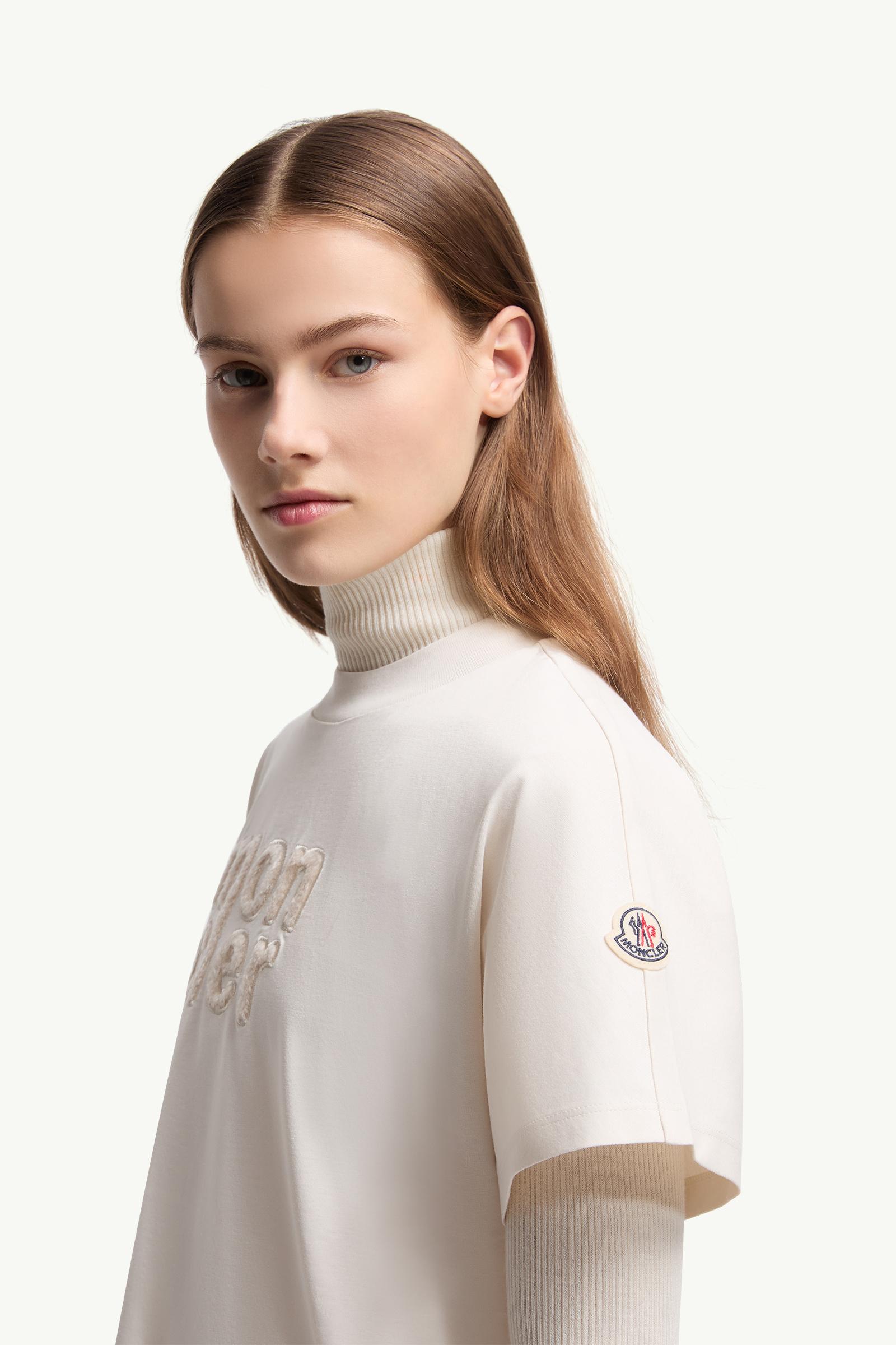 Teddy Logo Cotton T-Shirt Women White Moncler 1