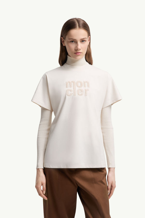 Teddy Logo Cotton T-Shirt Women White Moncler 3