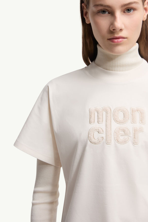 Teddy Logo Cotton T-Shirt Women White Moncler 5