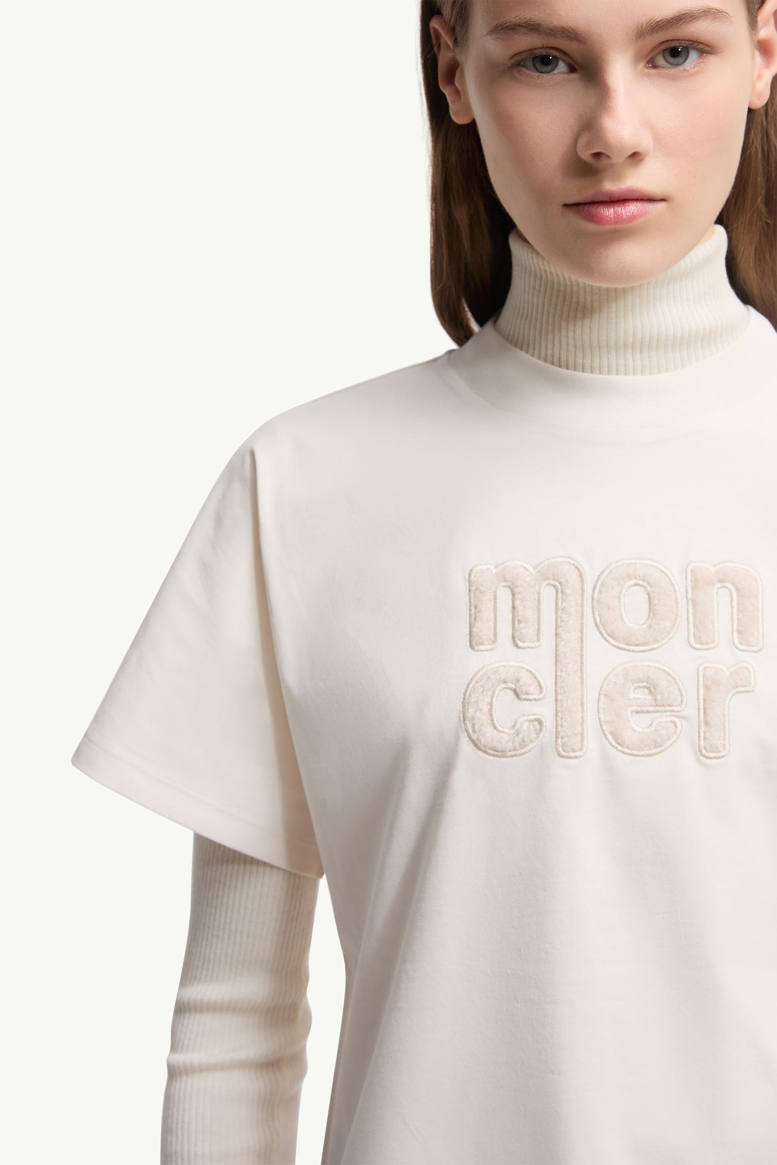 Teddy Logo Cotton T-Shirt Women White Moncler 5