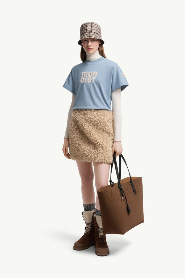 Teddy Logo Cotton T-Shirt Women Cobalt Blue Moncler 0