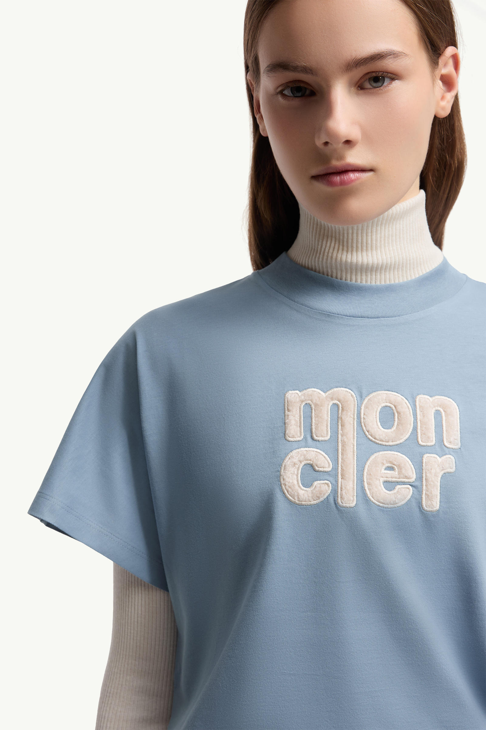 Teddy Logo Cotton T-Shirt Women Cobalt Blue Moncler 6
