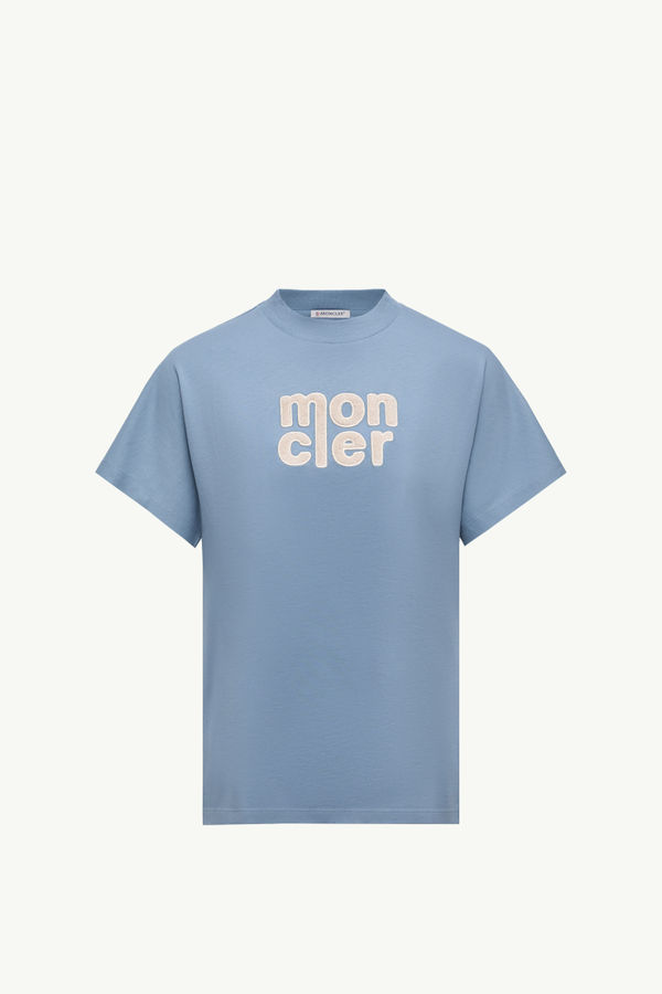 Teddy Logo Cotton T-Shirt Women Cobalt Blue Moncler 2