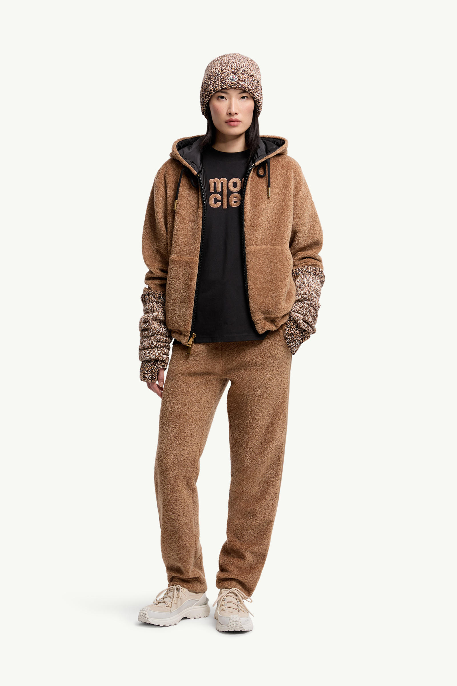 女士泰迪绒标识棉质T恤 女士 黑色 Moncler 0