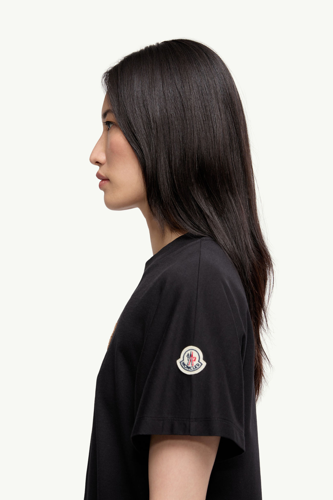 T-Shirt aus Baumwolle mit Teddylogo Damen Schwarz Moncler 1