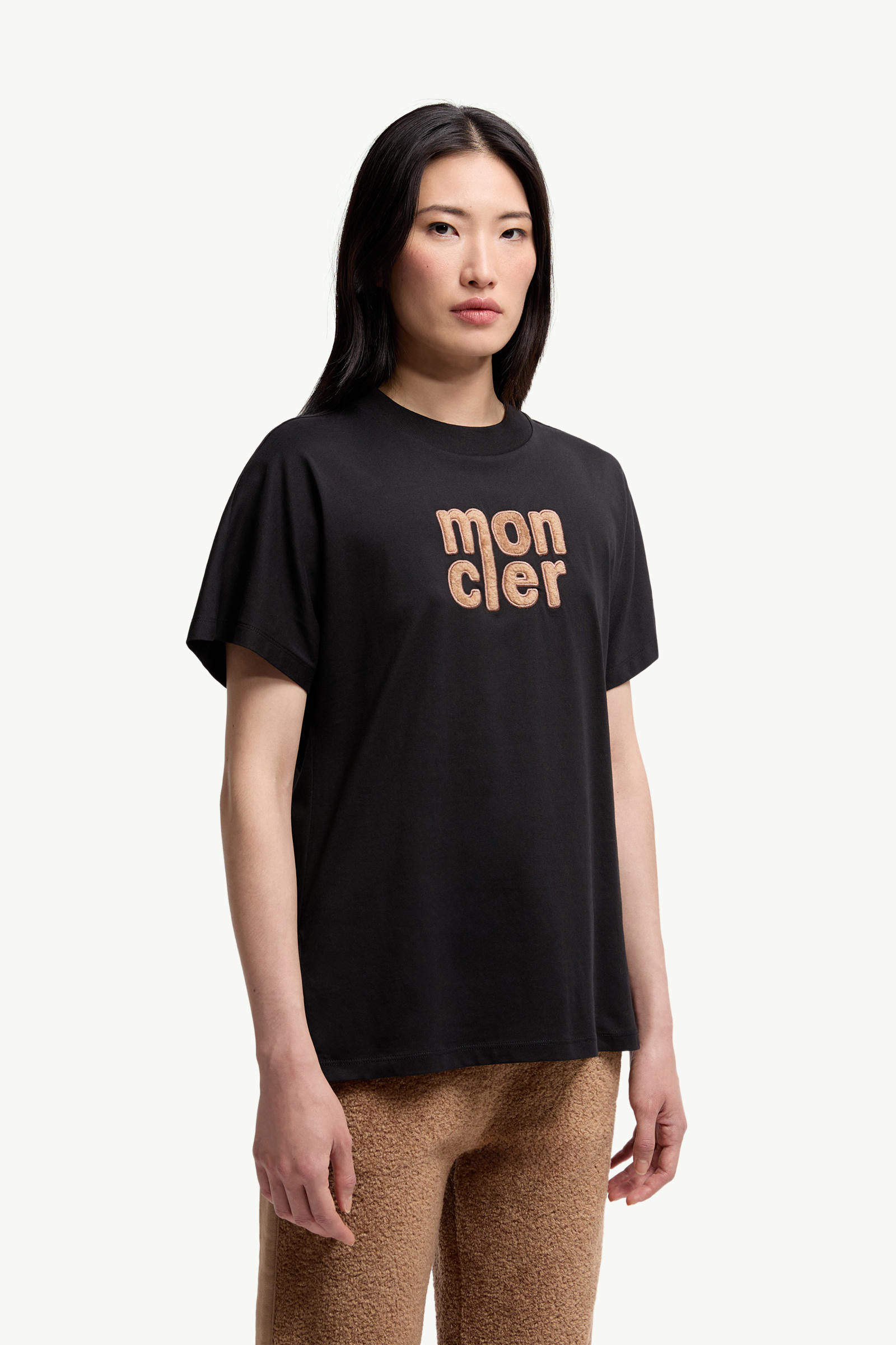 Teddy Logo Cotton T-Shirt Women Black Moncler 3