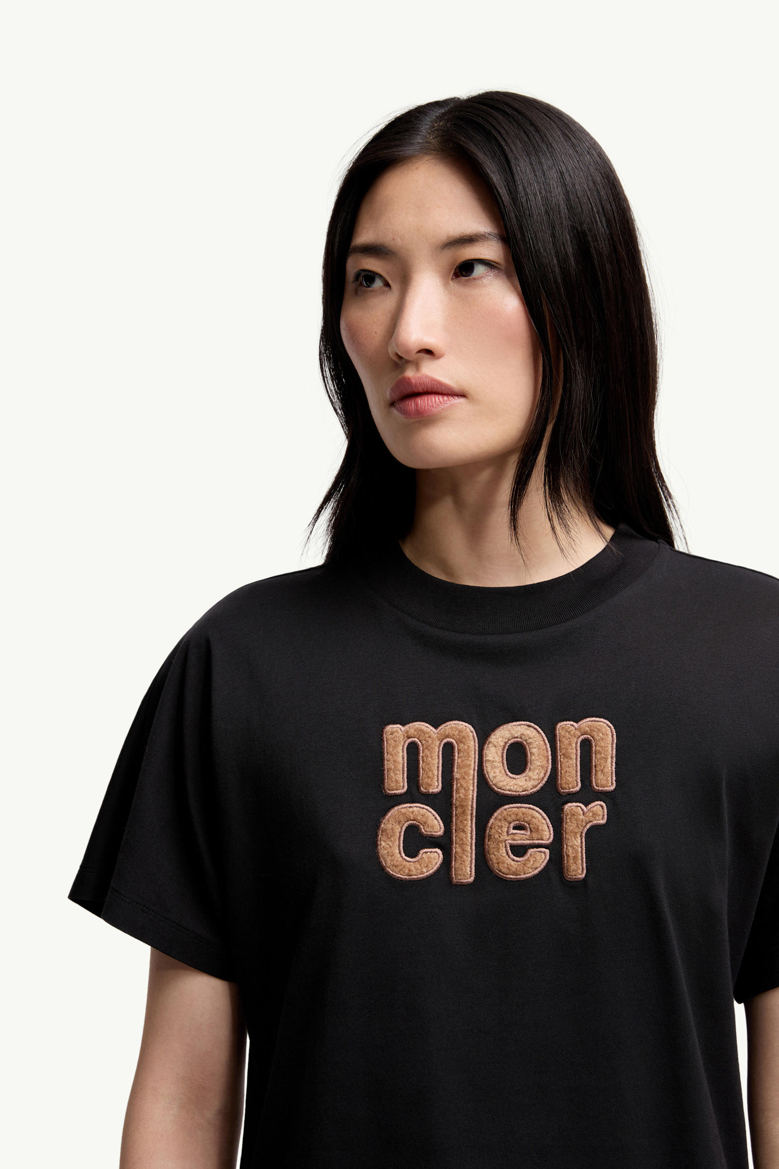 Teddy Logo Cotton T-Shirt Women Black Moncler 5