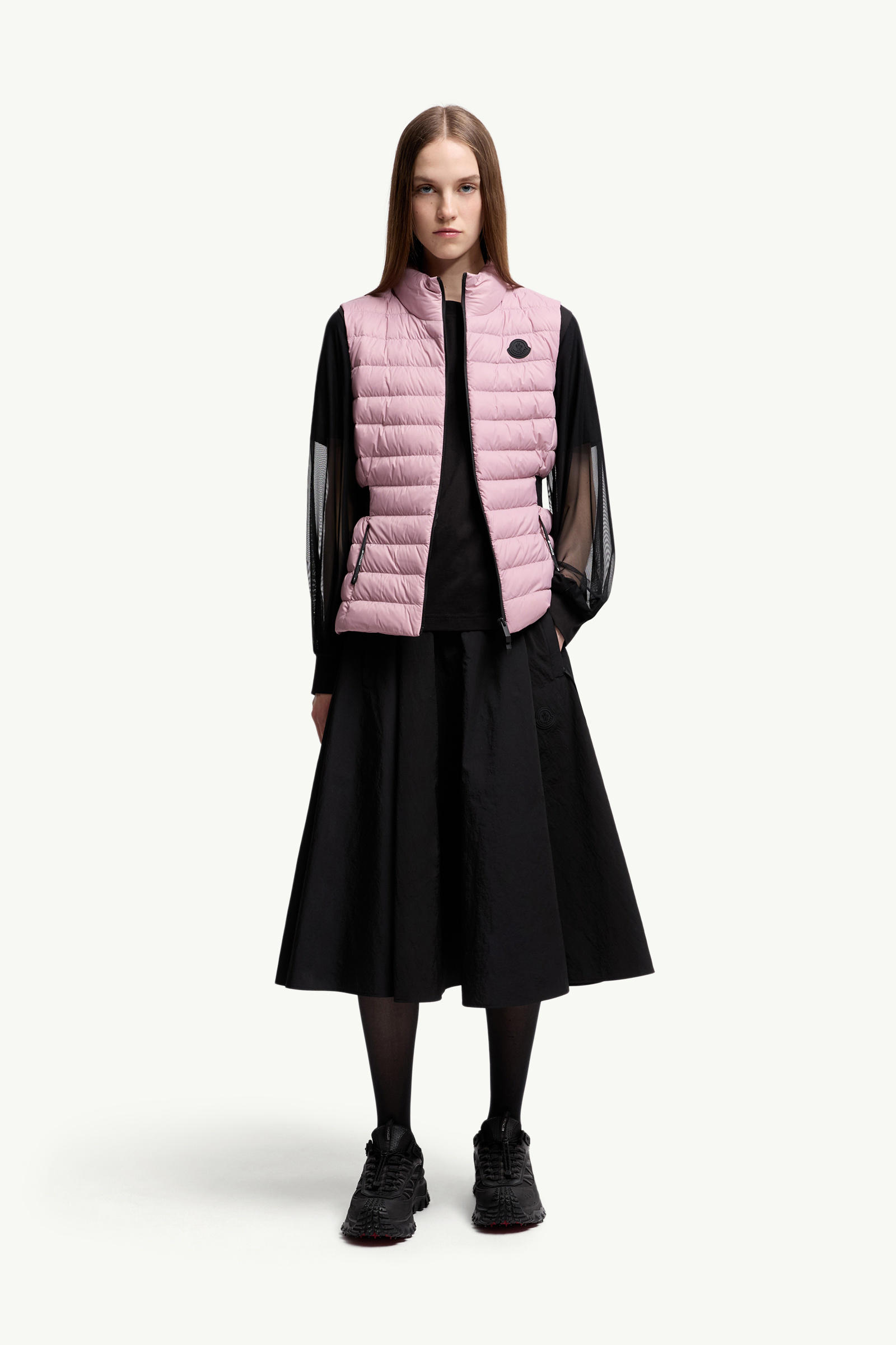 Tulle Long Sleeve Top Women Black Moncler 0