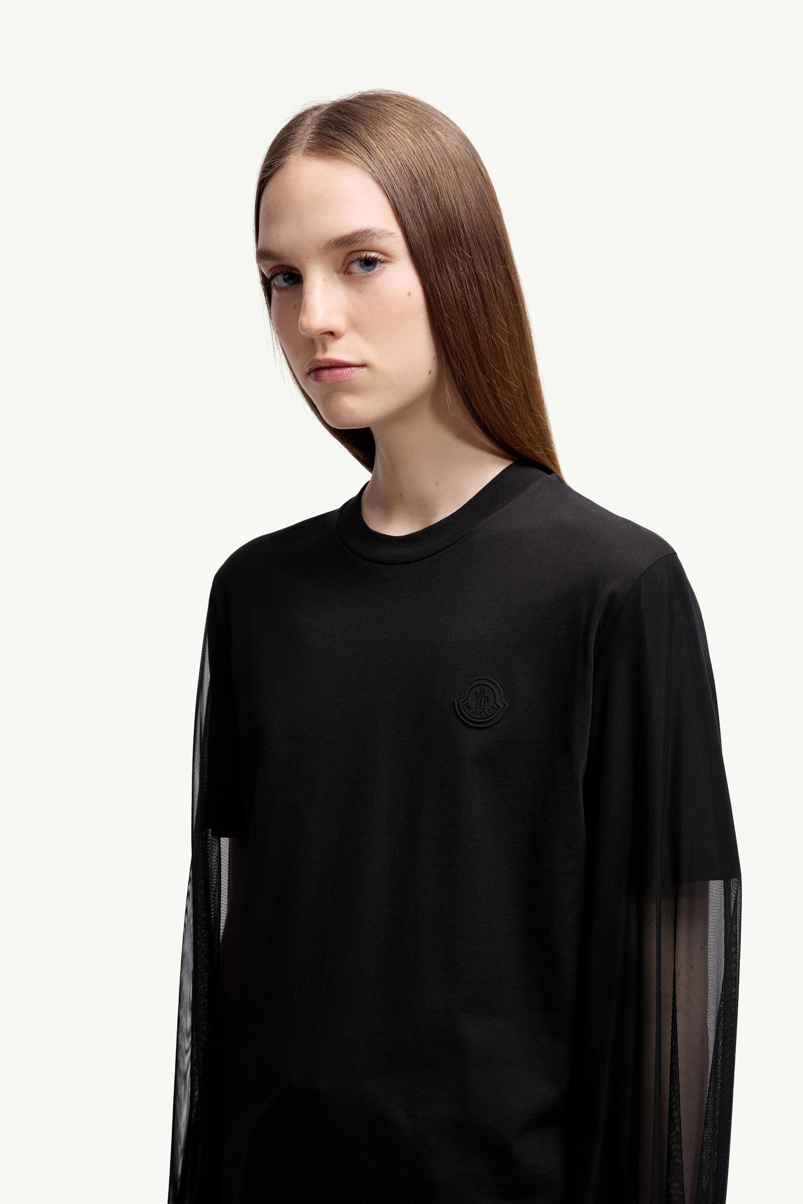 Black Tulle Long Sleeve Top - Tops & T-Shirts for Women