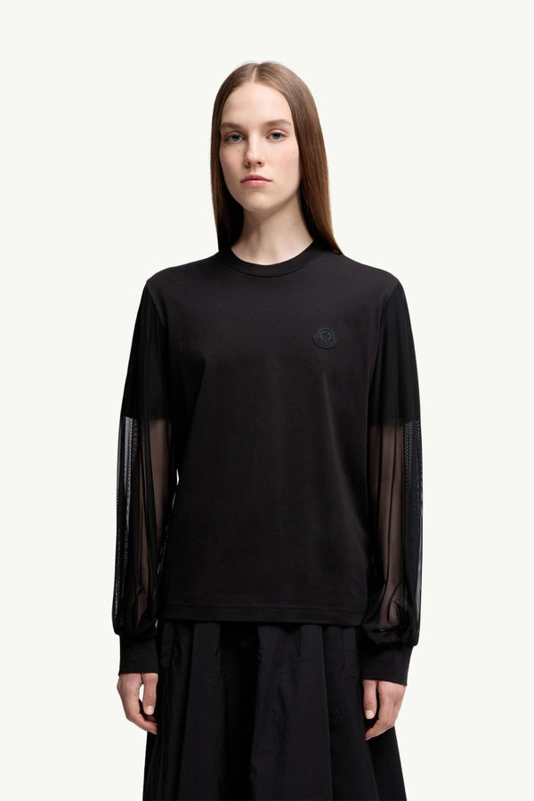 Haut à manches longues en tulle Femmes Noir Moncler 3