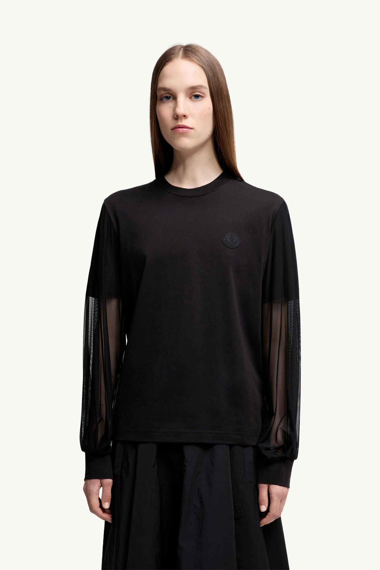 Tulle Long Sleeve Top Women Black Moncler 3