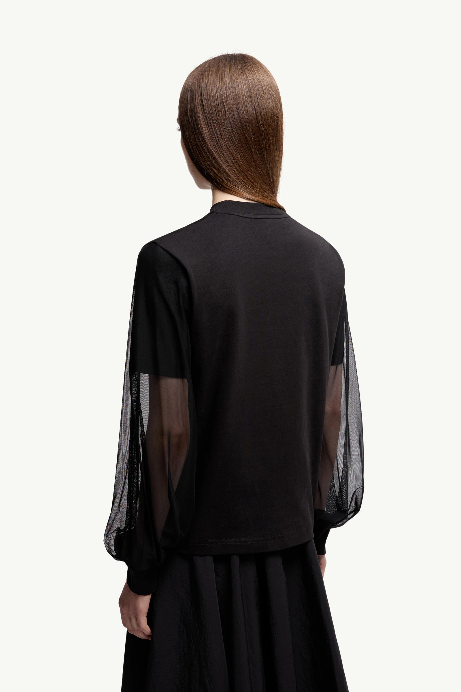 Tulle Long Sleeve Top Women Black Moncler 4